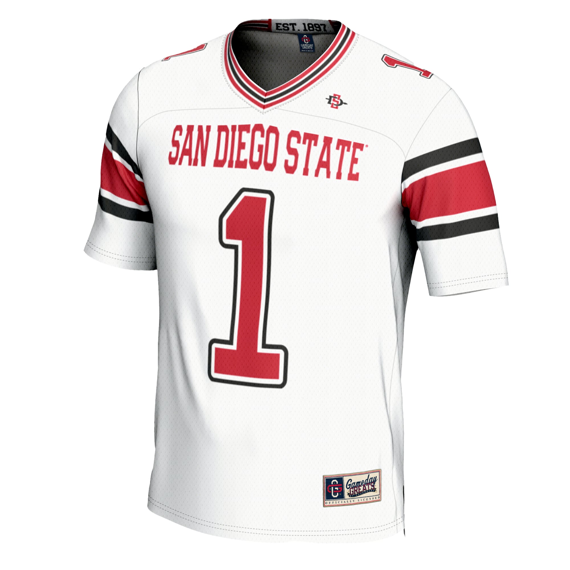 #1 San Diego State Aztecs Youth Football Jersey White - front view