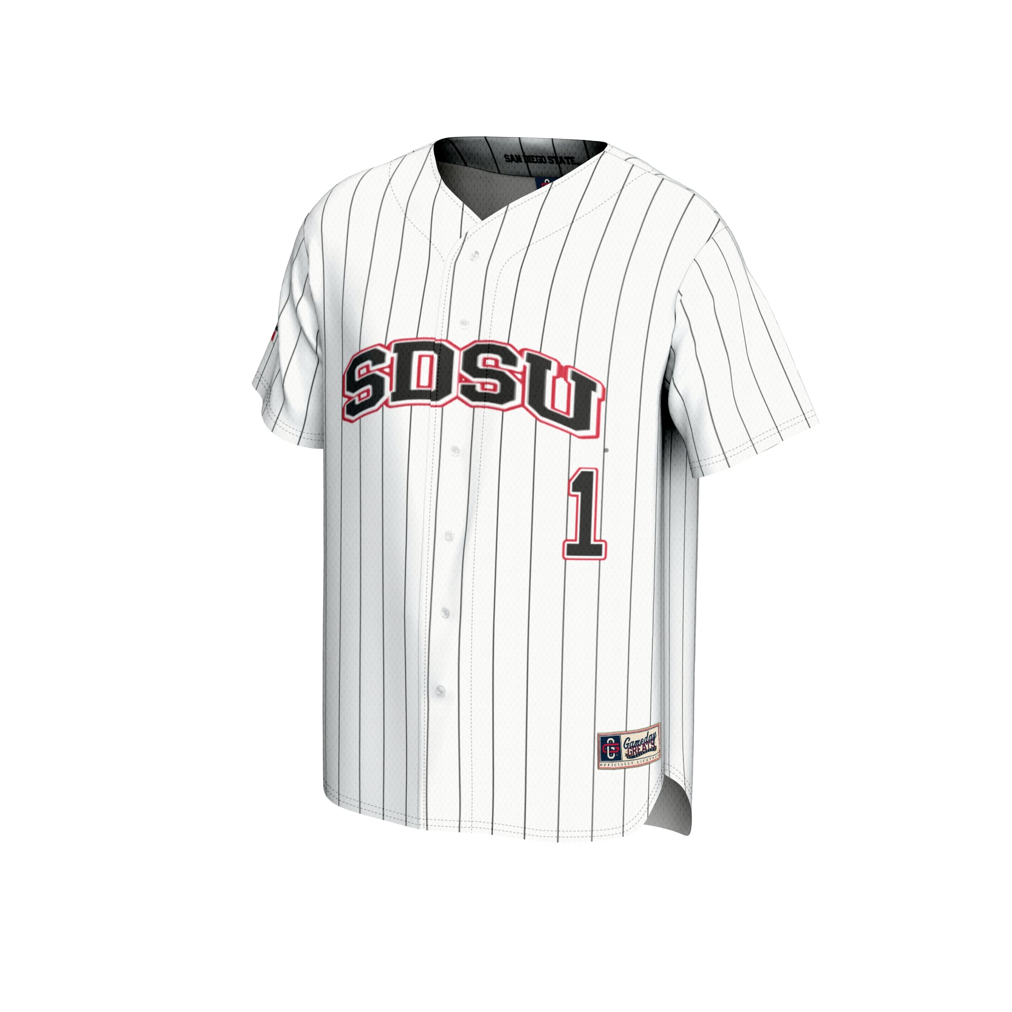 #1 San Diego State Aztecs Youth Lightweight Baseball Fashion Jersey White - front view