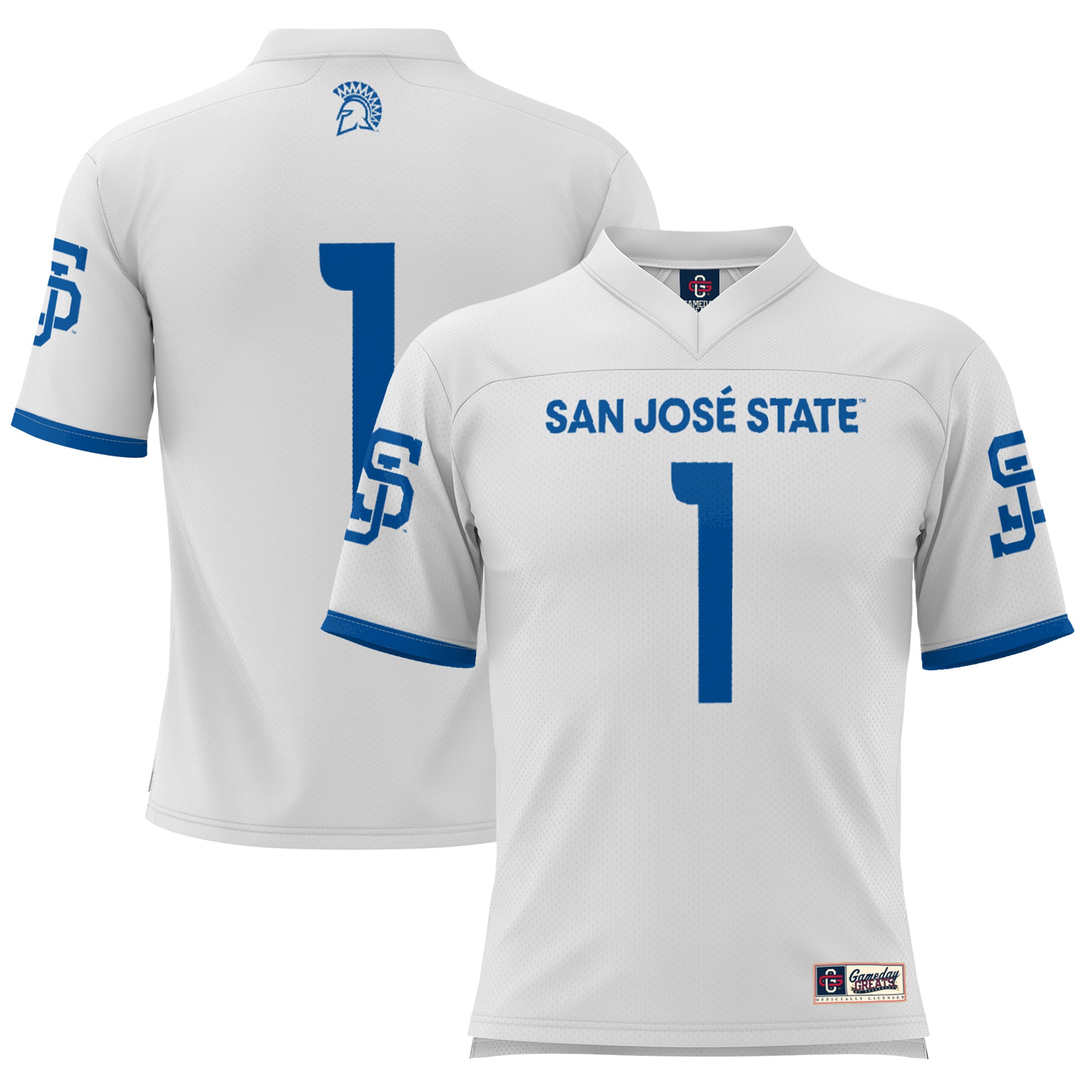#1 San Jose State Spartans Football Jersey White - front and back view
