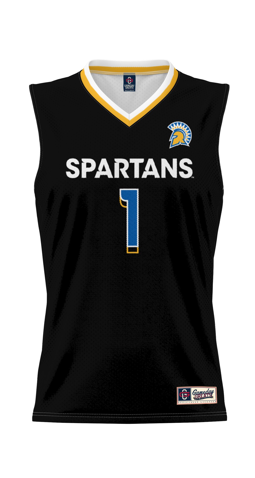 #1 San Jose State Spartans Lightweight Basketball Jersey Black - front view