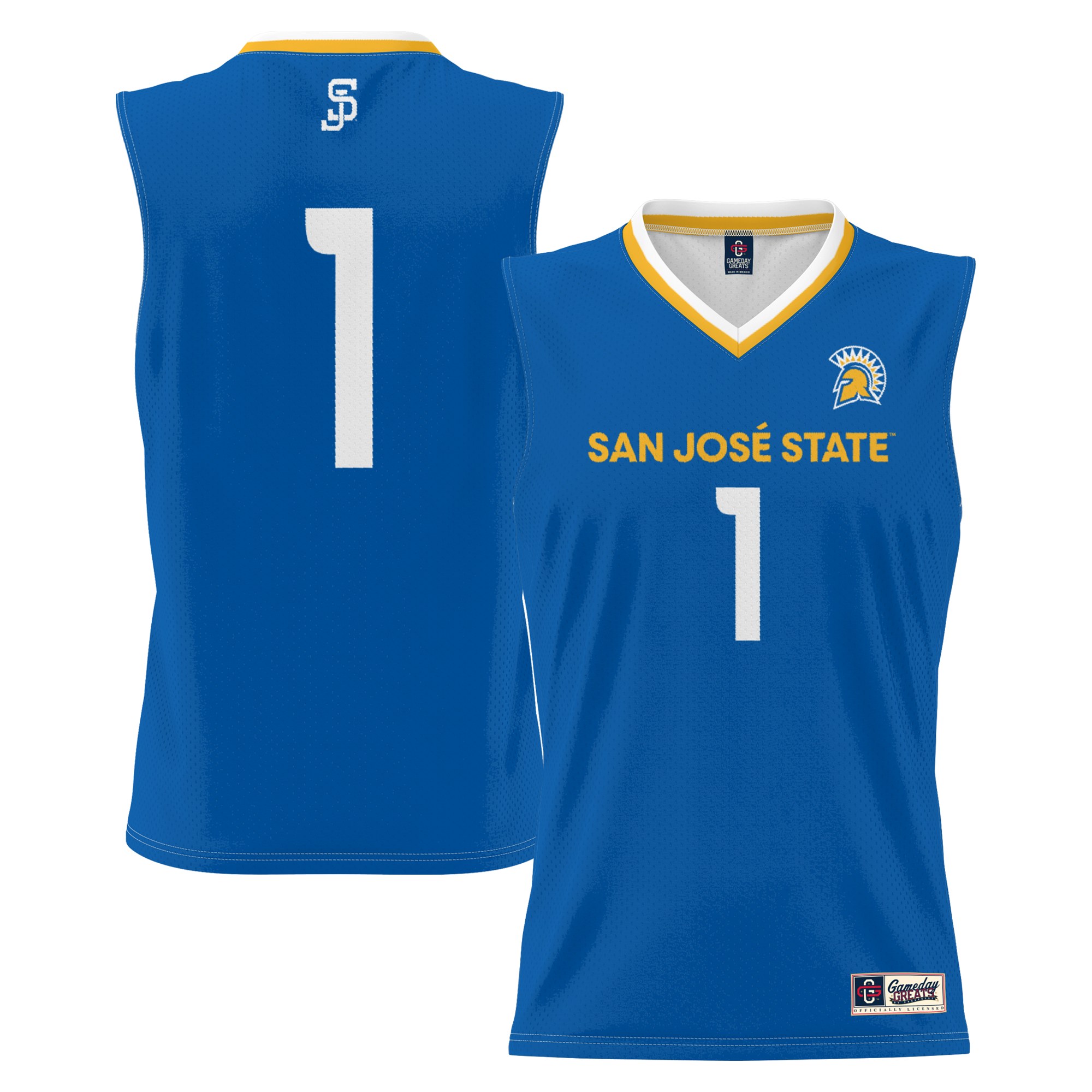 #1 San Jose State Spartans Lightweight Basketball Jersey Royal - front and back view