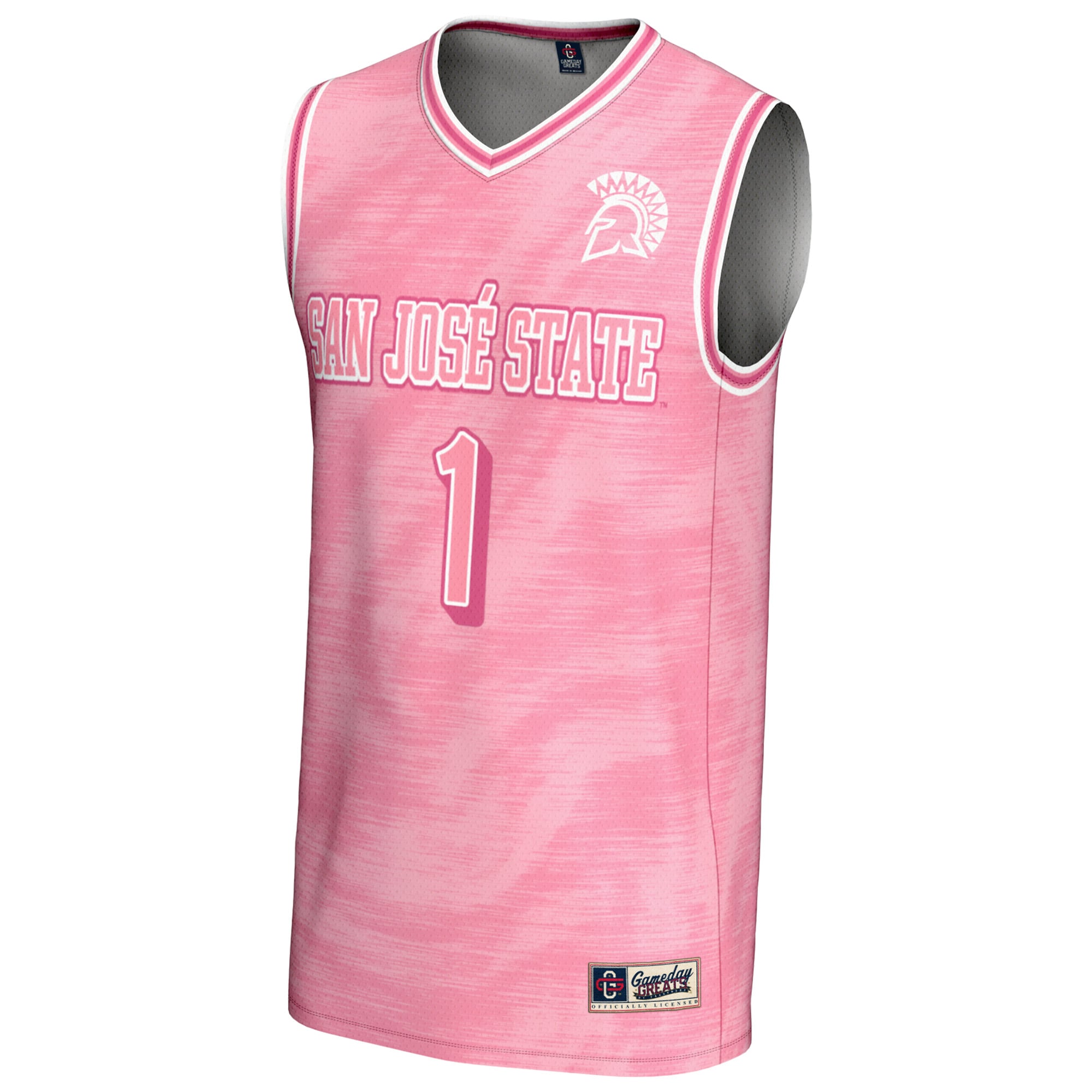 #1 San Jose State Spartans Unisex Lightweight Basketball Jersey Pink - front view