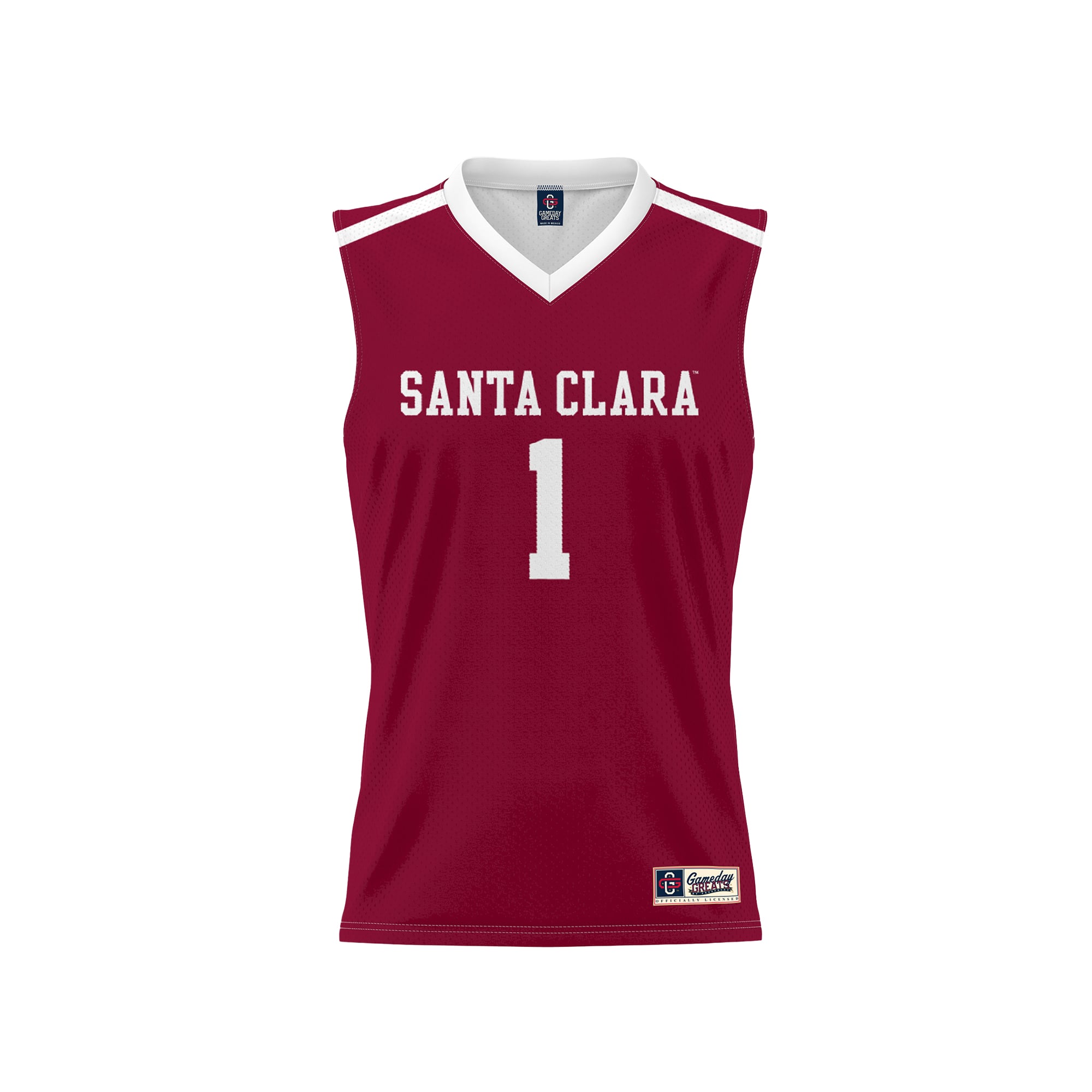 #1 Santa Clara Broncos Youth Lightweight Collegiate Basketball Fashion Jersey Maroon - front view