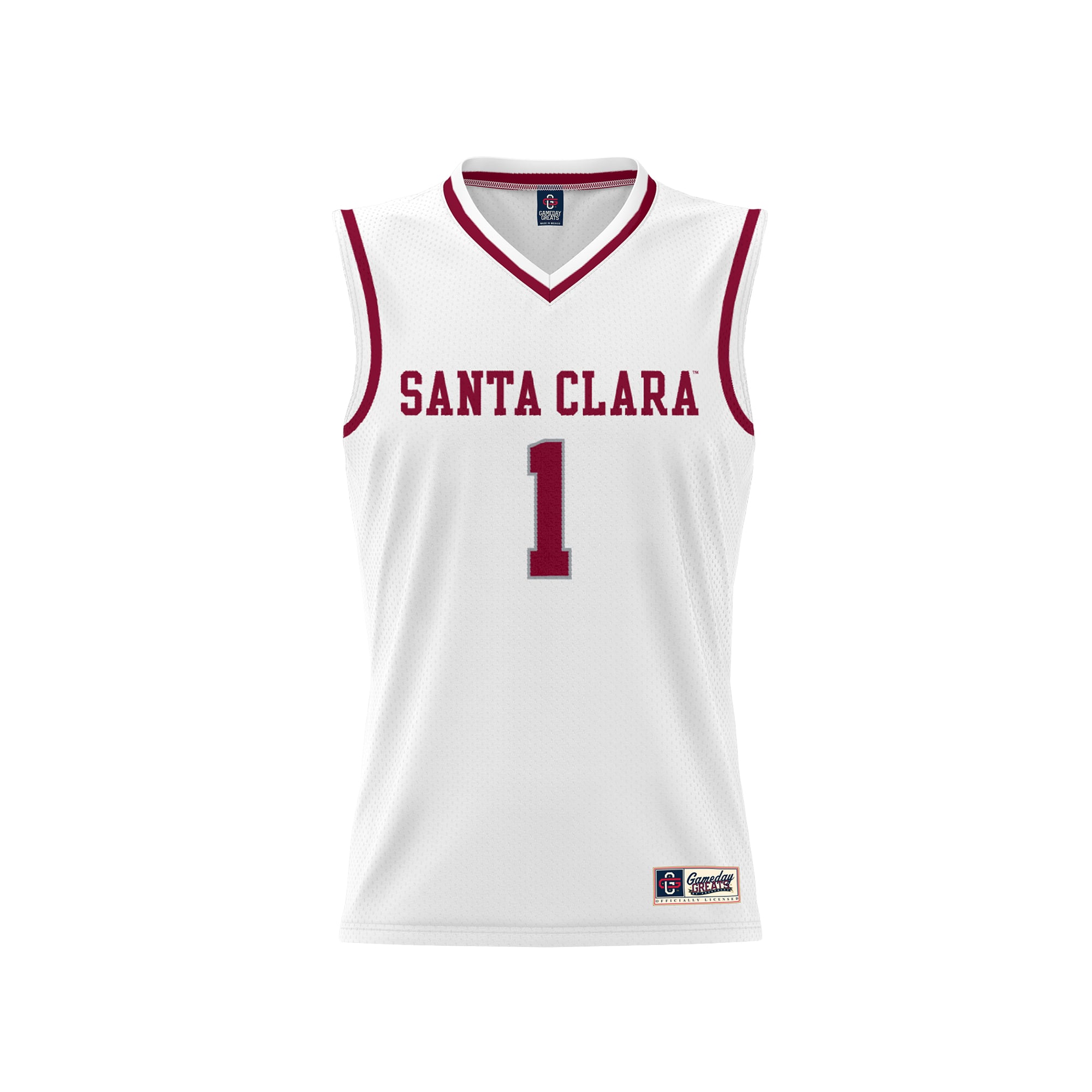 #1 Santa Clara Broncos Youth Lightweight Collegiate Basketball Fashion Jersey White - front view