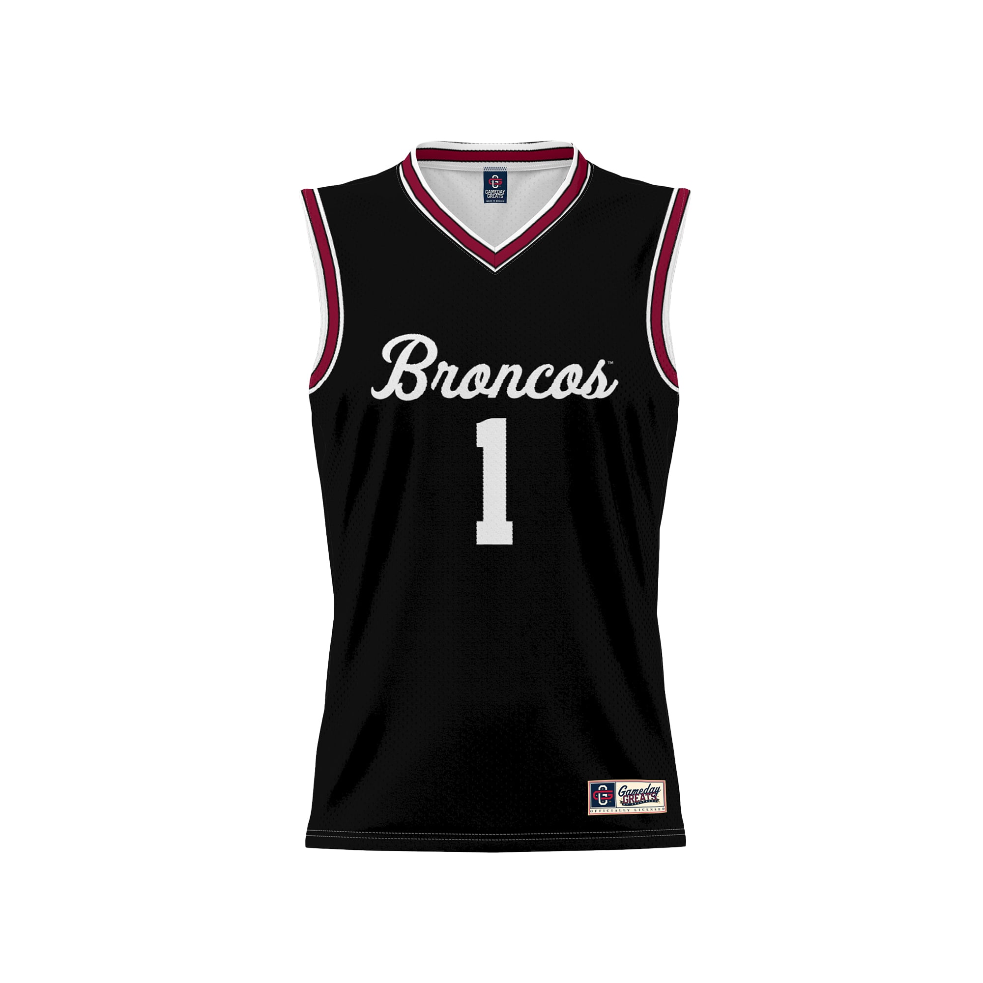 #1 Santa Clara Broncos Unisex Lightweight Collegiate Basketball Fashion Jersey Black - front view