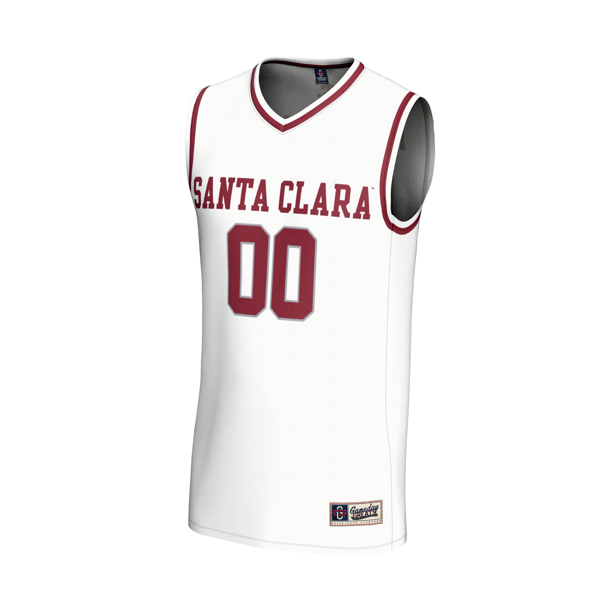 Santa Clara Broncos Unisex Men's Basketball Lightweight Jersey White - front view
