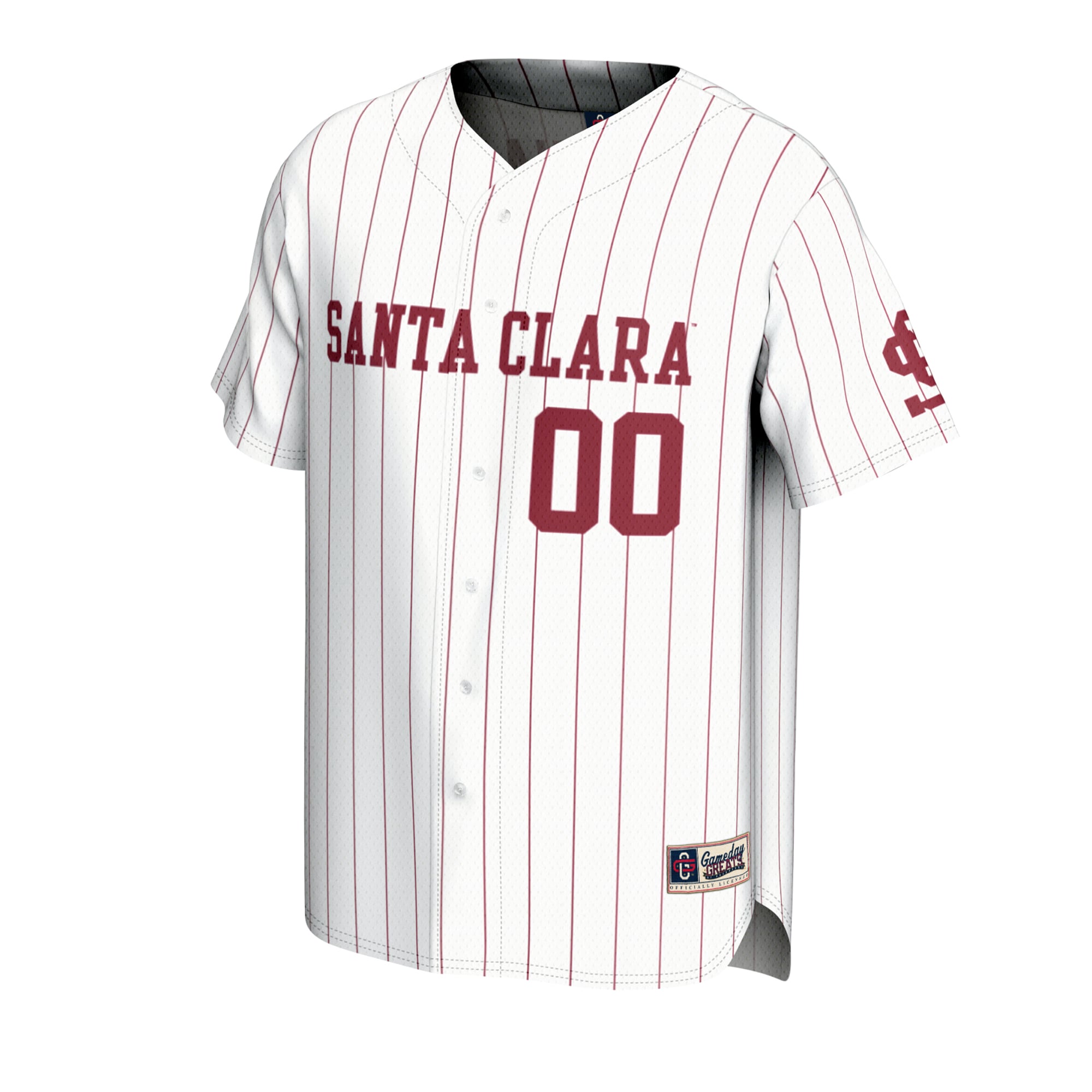 Santa Clara Broncos Youth Lightweight Collegiate Softball Fashion Jersey White - front view