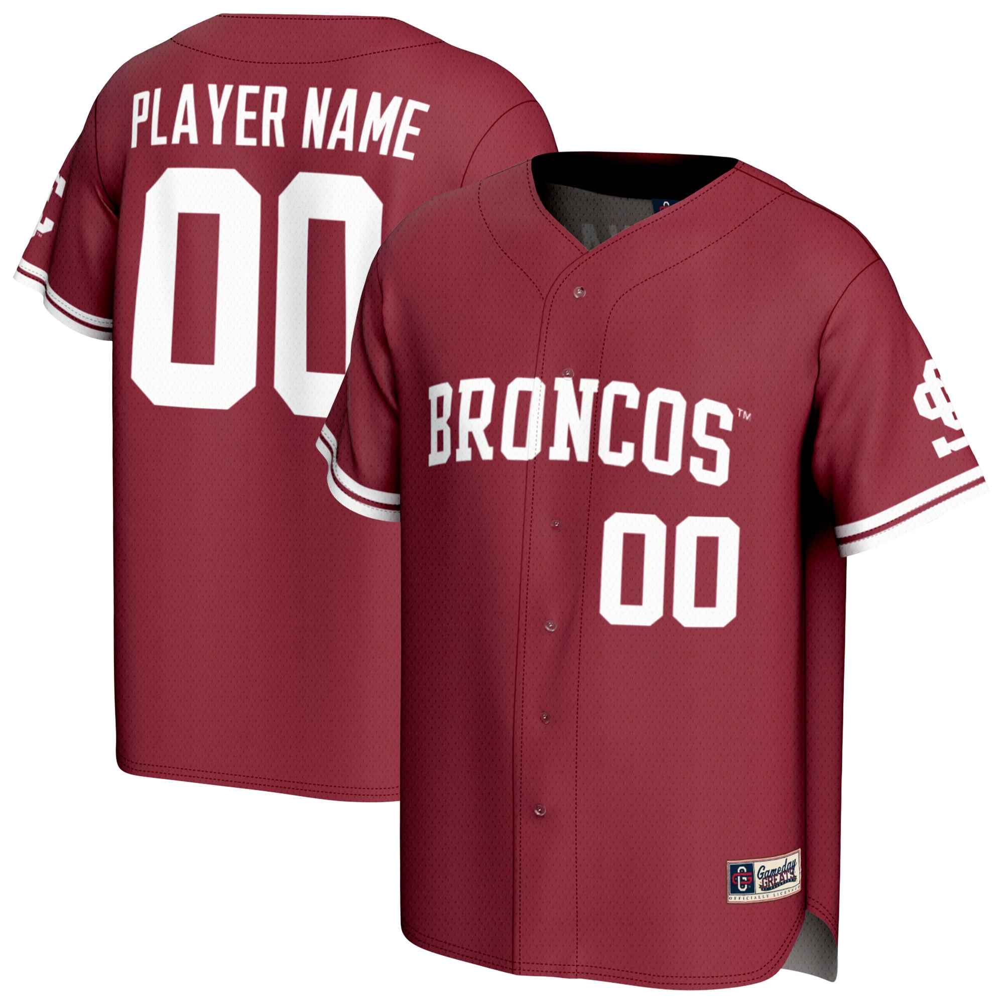 Santa Clara Broncos Youth Lightweight Collegiate Softball Fashion Jersey - front and back view