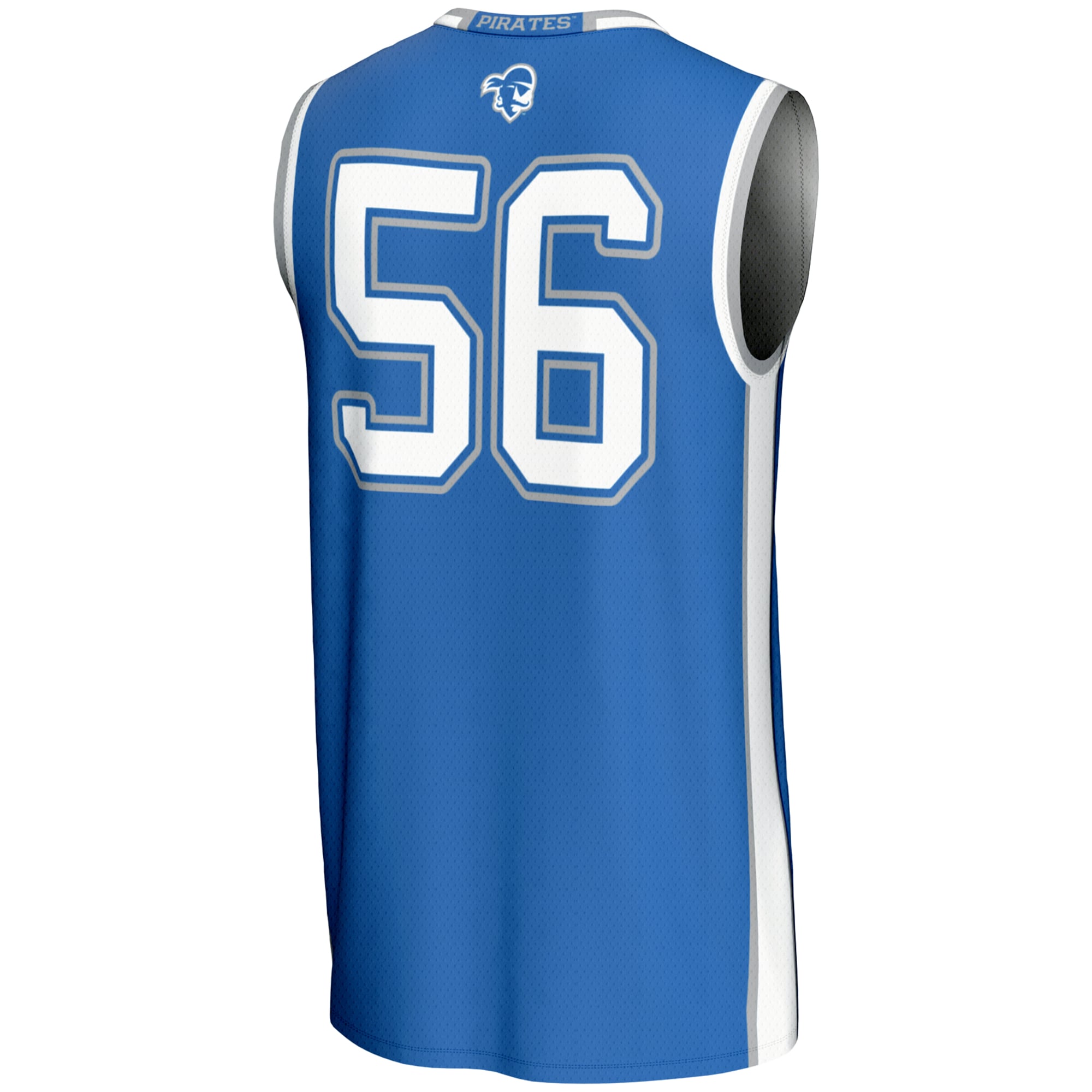 #56 Seton Hall Pirates Unisex Lightweight Basketball Jersey Blue - back view