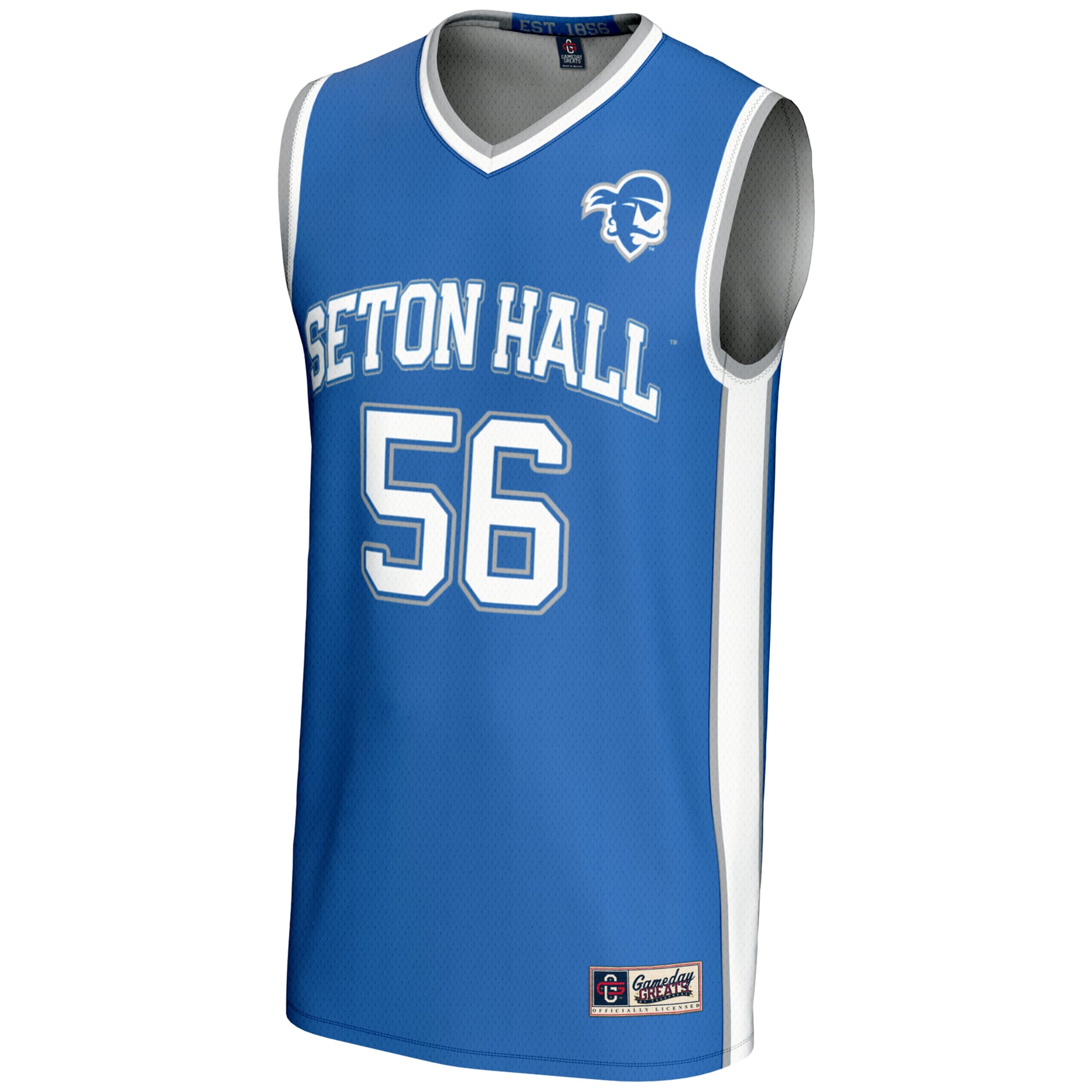 #56 Seton Hall Pirates Youth Lightweight Basketball Jersey Blue - front view