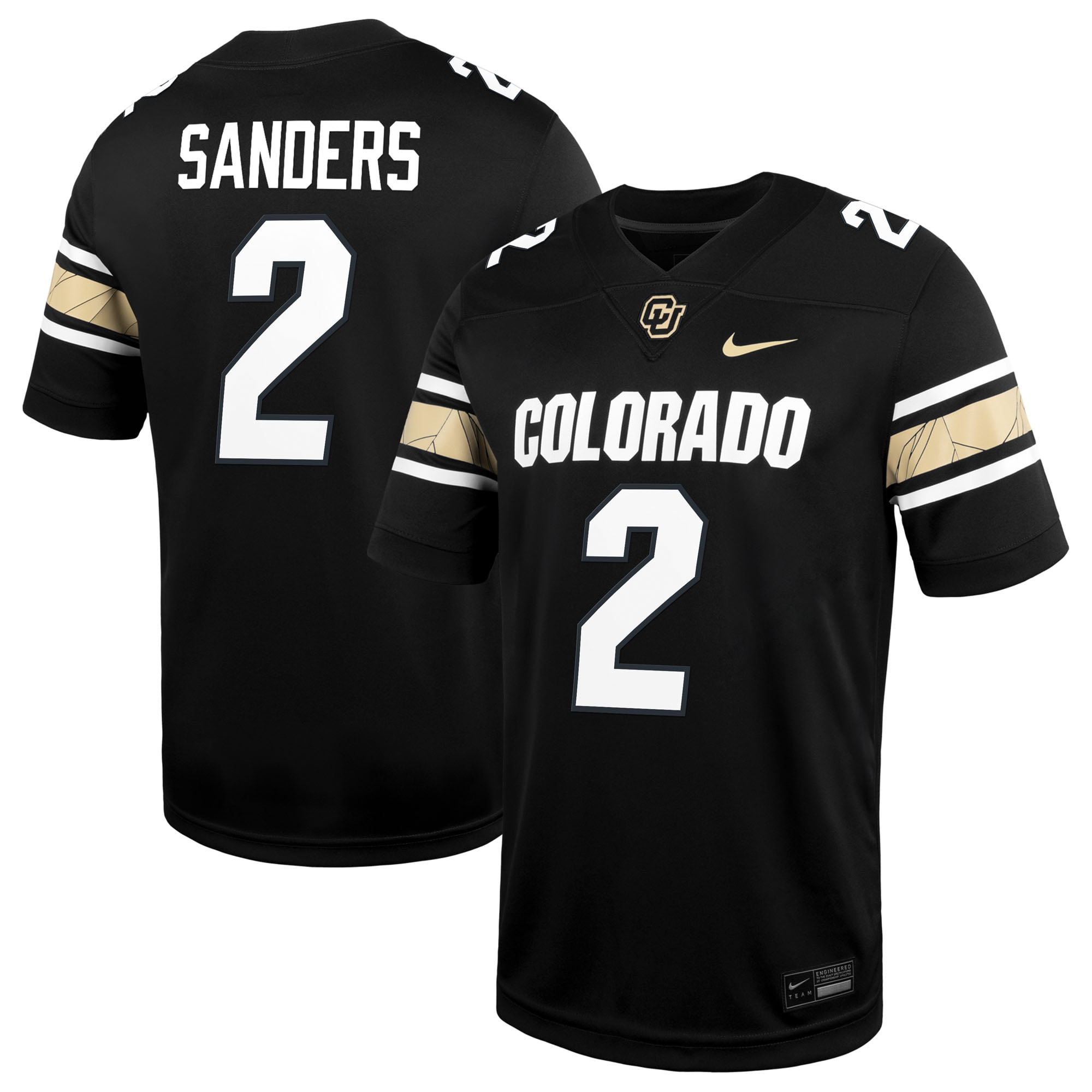 Shedeur Sanders Colorado Buffaloes Alternate Alumni Jersey Black - front and back view