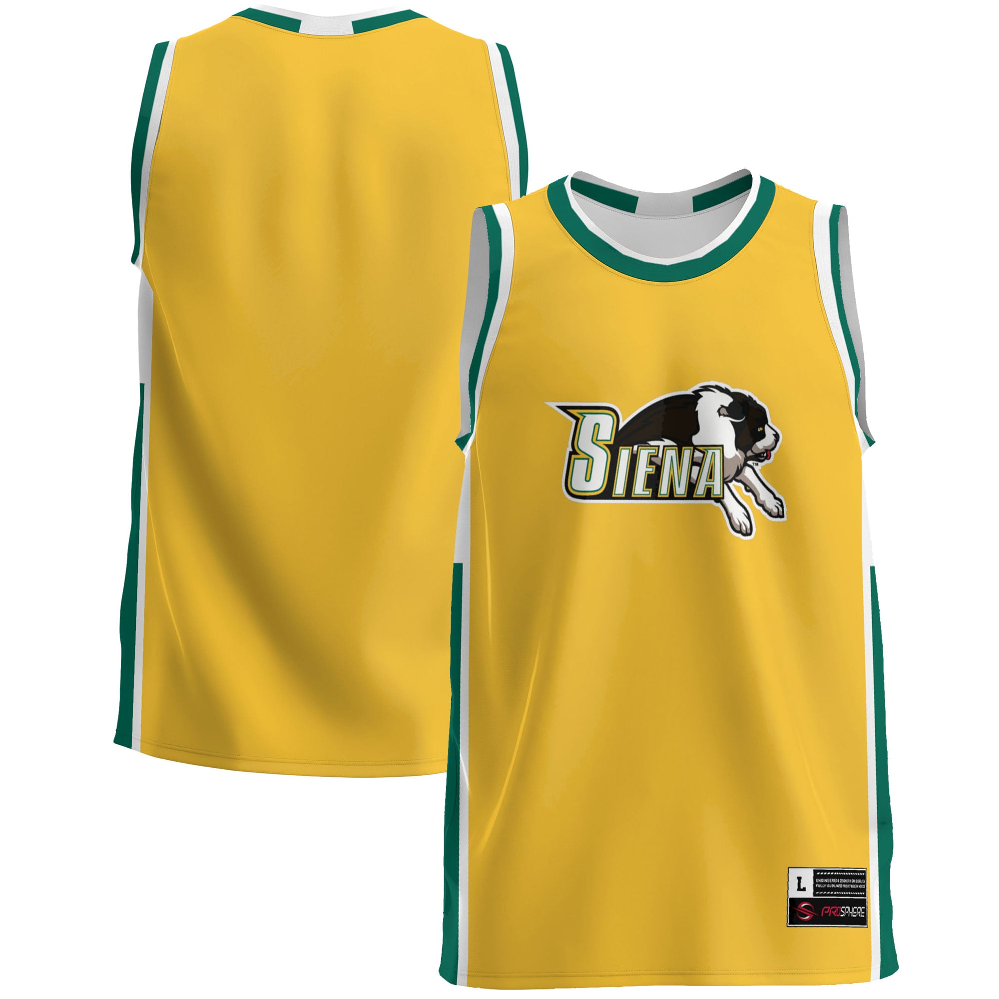 Siena Saints Lightweight Basketball Jersey Green - front and back view