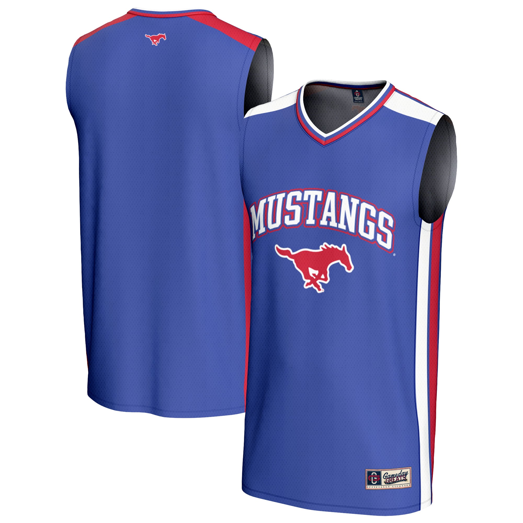 SMU Mustangs Basketball Jersey Royal - front and back view