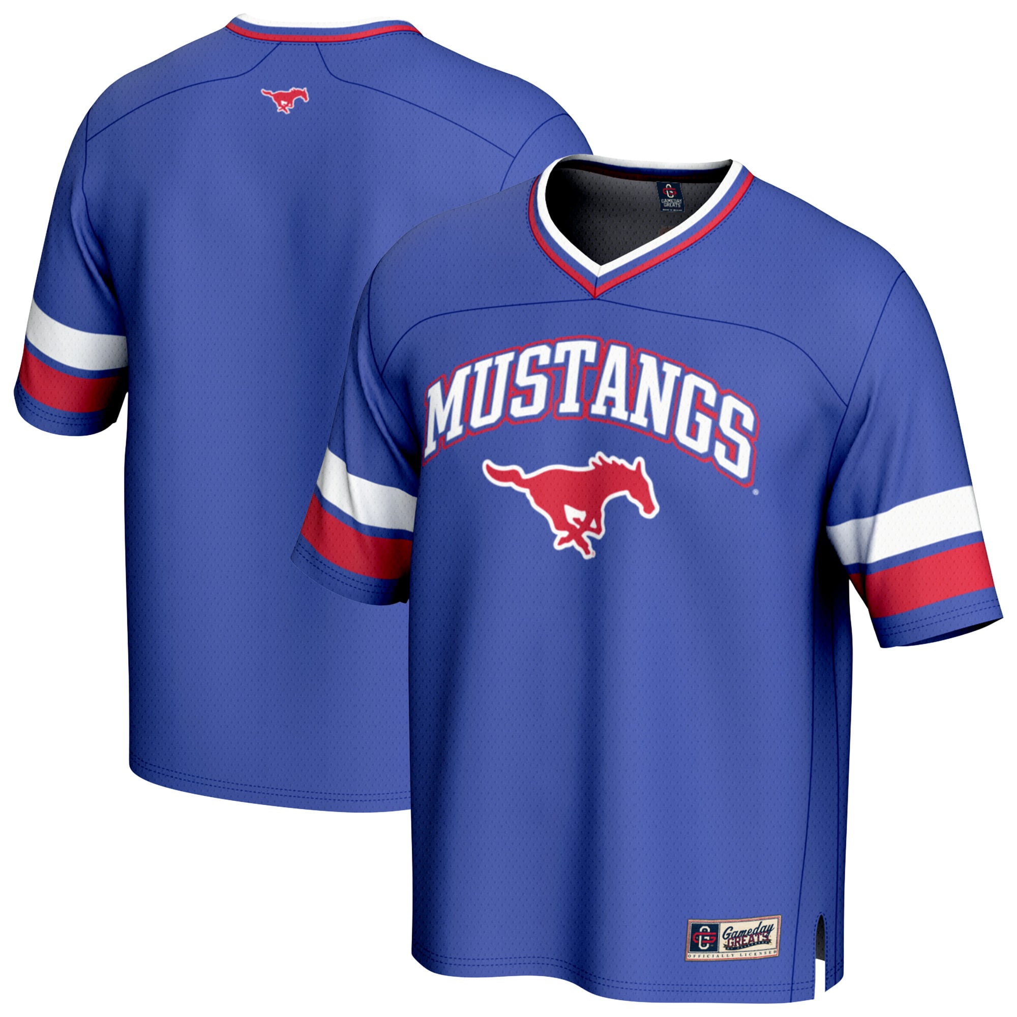 SMU Mustangs Football Jersey Royal - front and back view