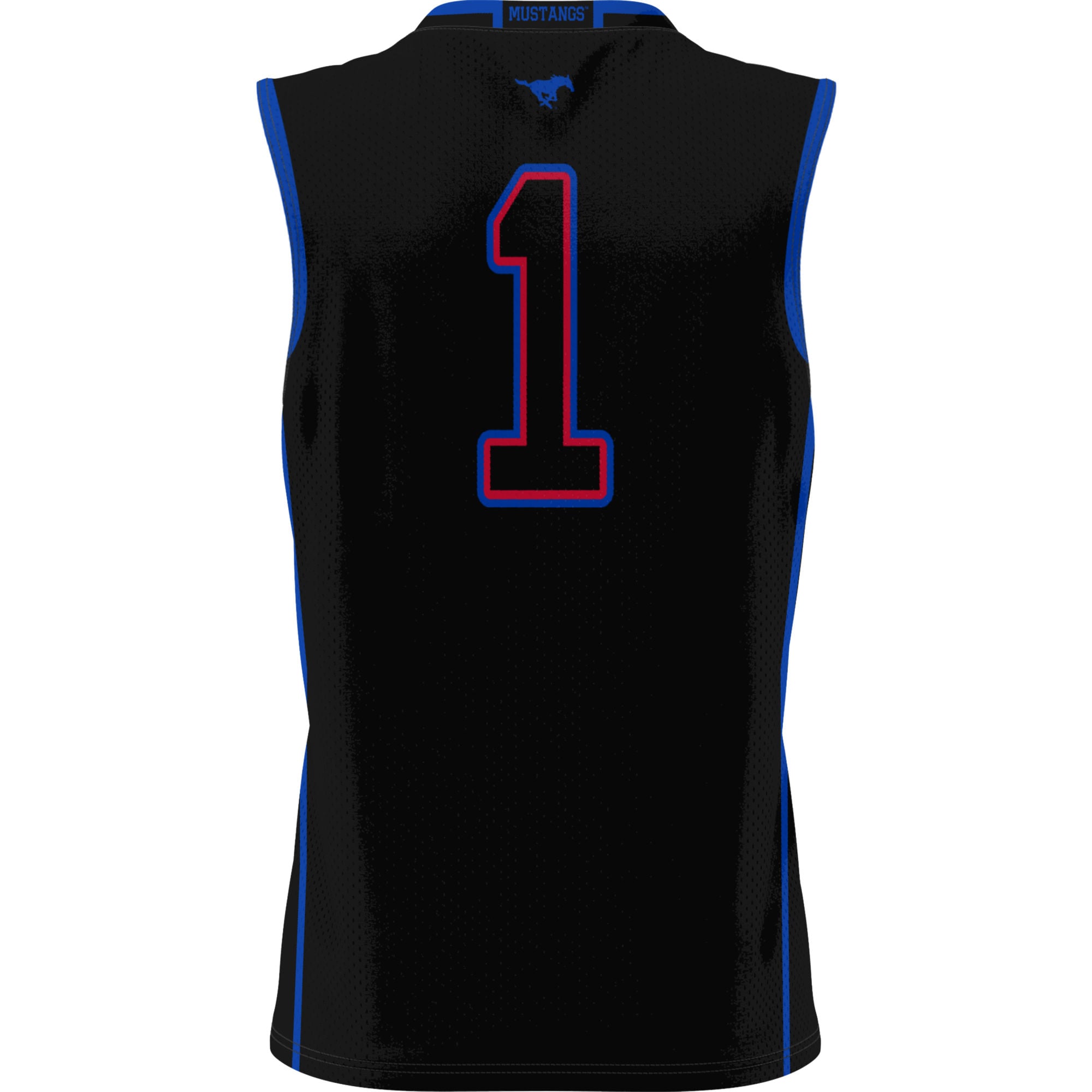 #1 SMU Mustangs Unisex Lightweight Basketball Jersey Black - back view