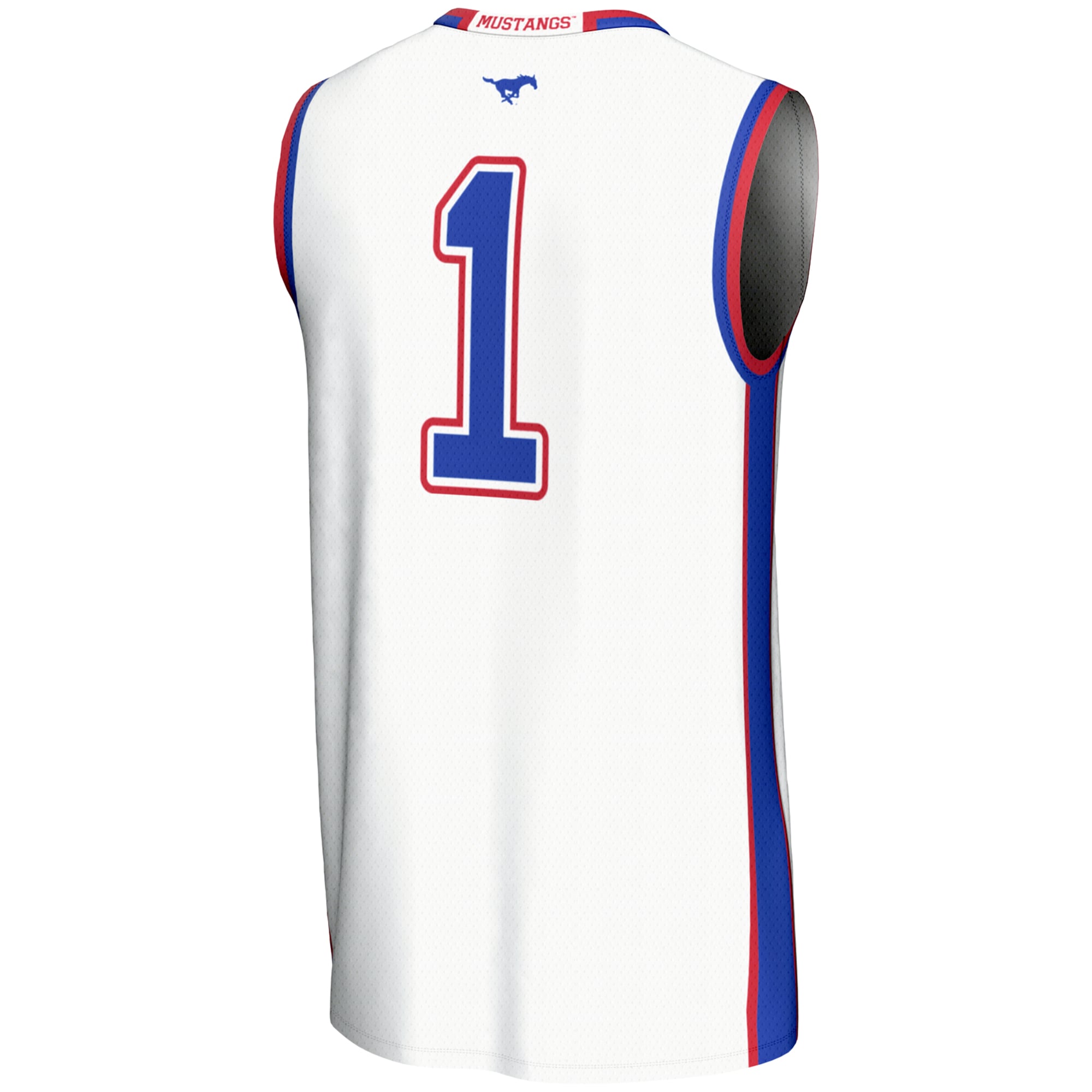 #1 SMU Mustangs Unisex Lightweight Basketball Jersey White - back view