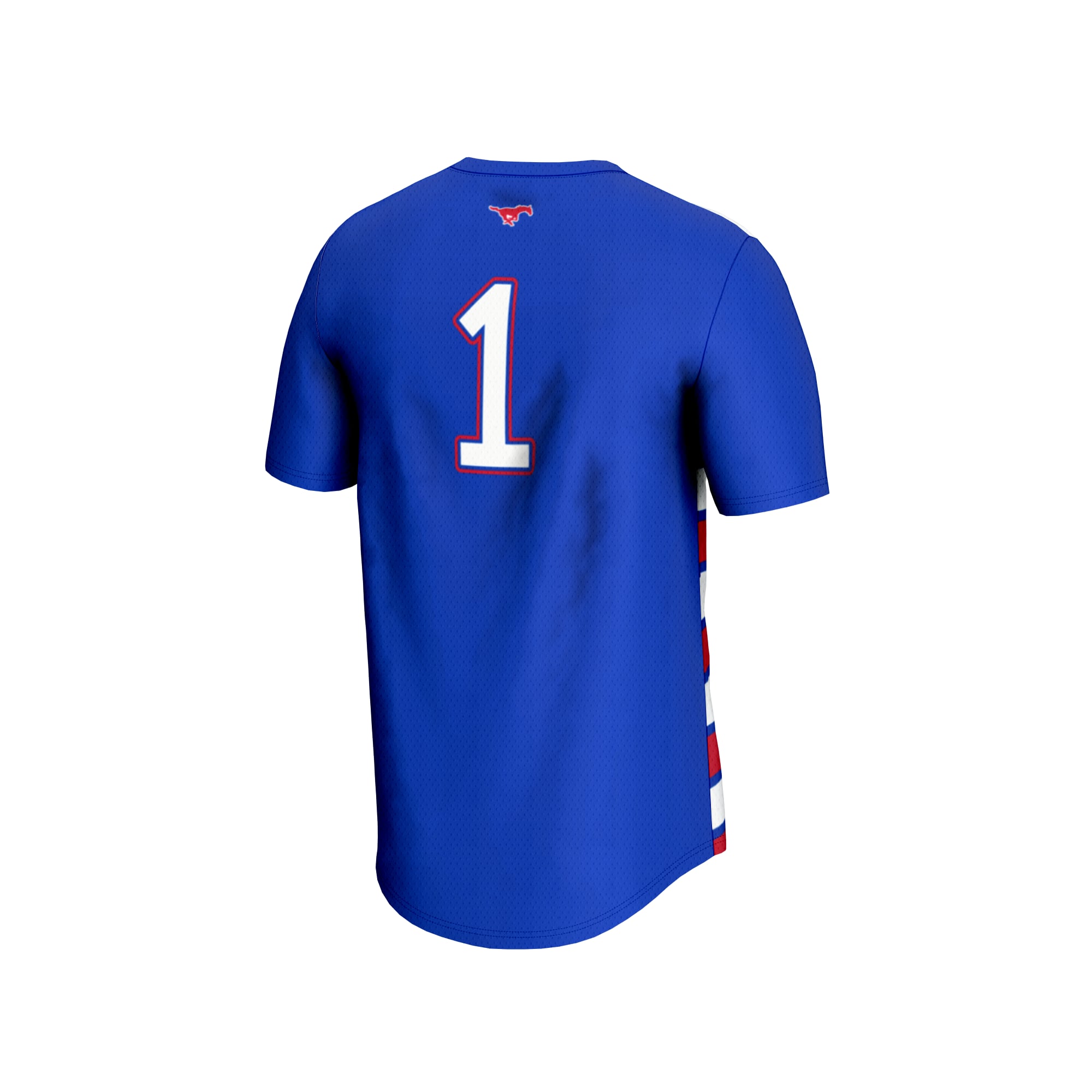 #1 SMU Mustangs Unisex Lightweight Soccer Fashion Jersey Royal - back view