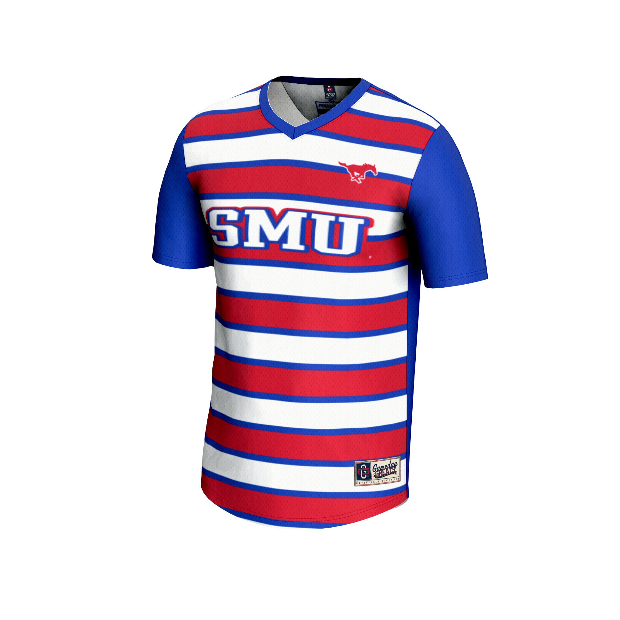 #1 SMU Mustangs Youth Lightweight Soccer Fashion Jersey Royal - front view