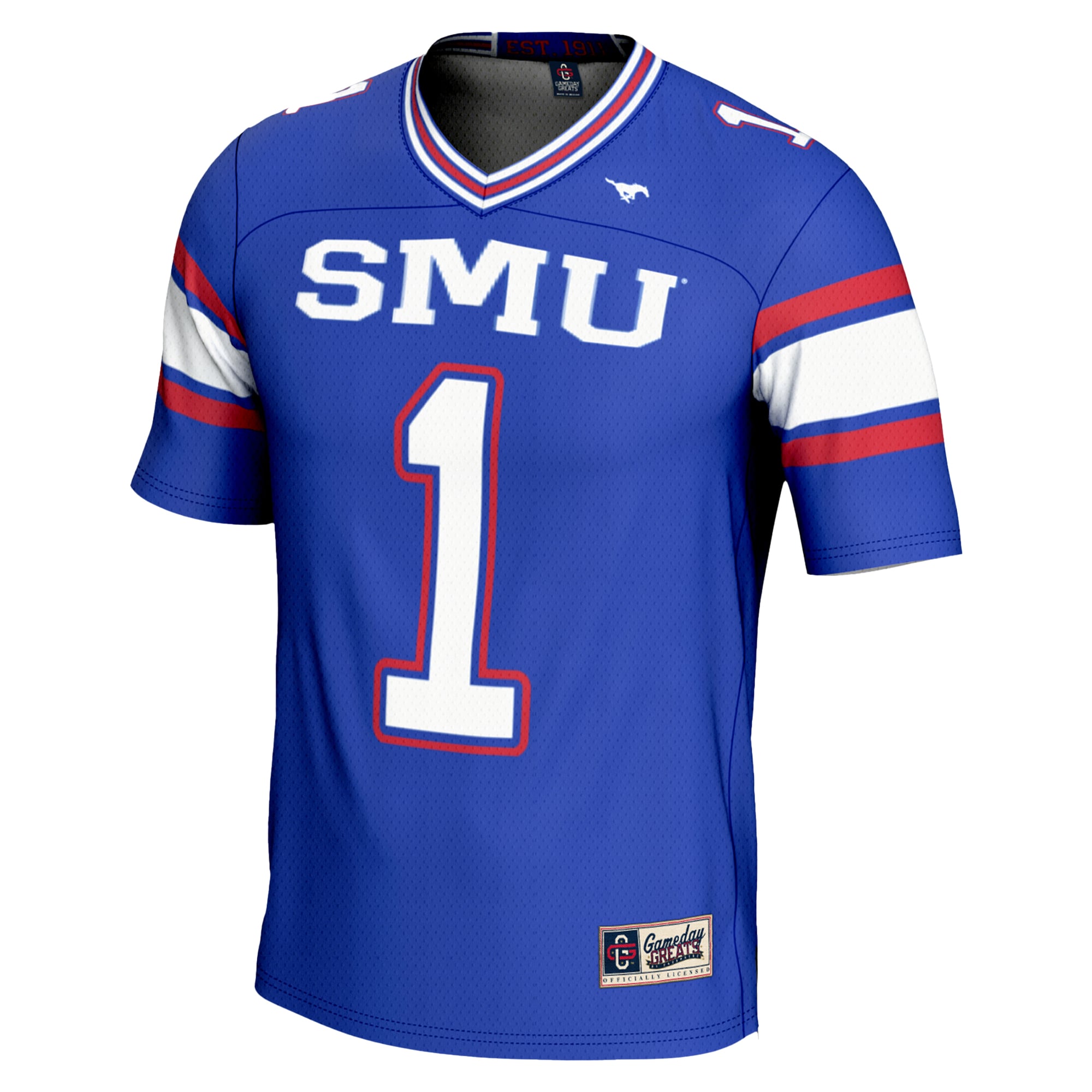 #1 SMU Mustangs Youth Endzone Football Jersey Blue - back view