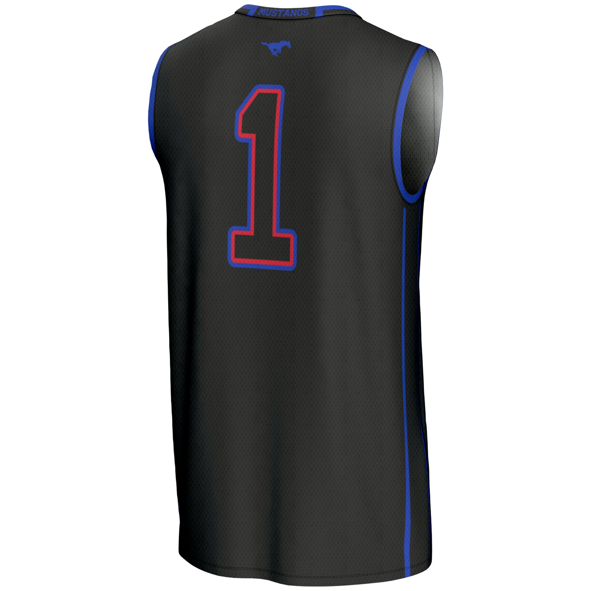 #1 SMU Mustangs Youth Lightweight Basketball Jersey Black - back view