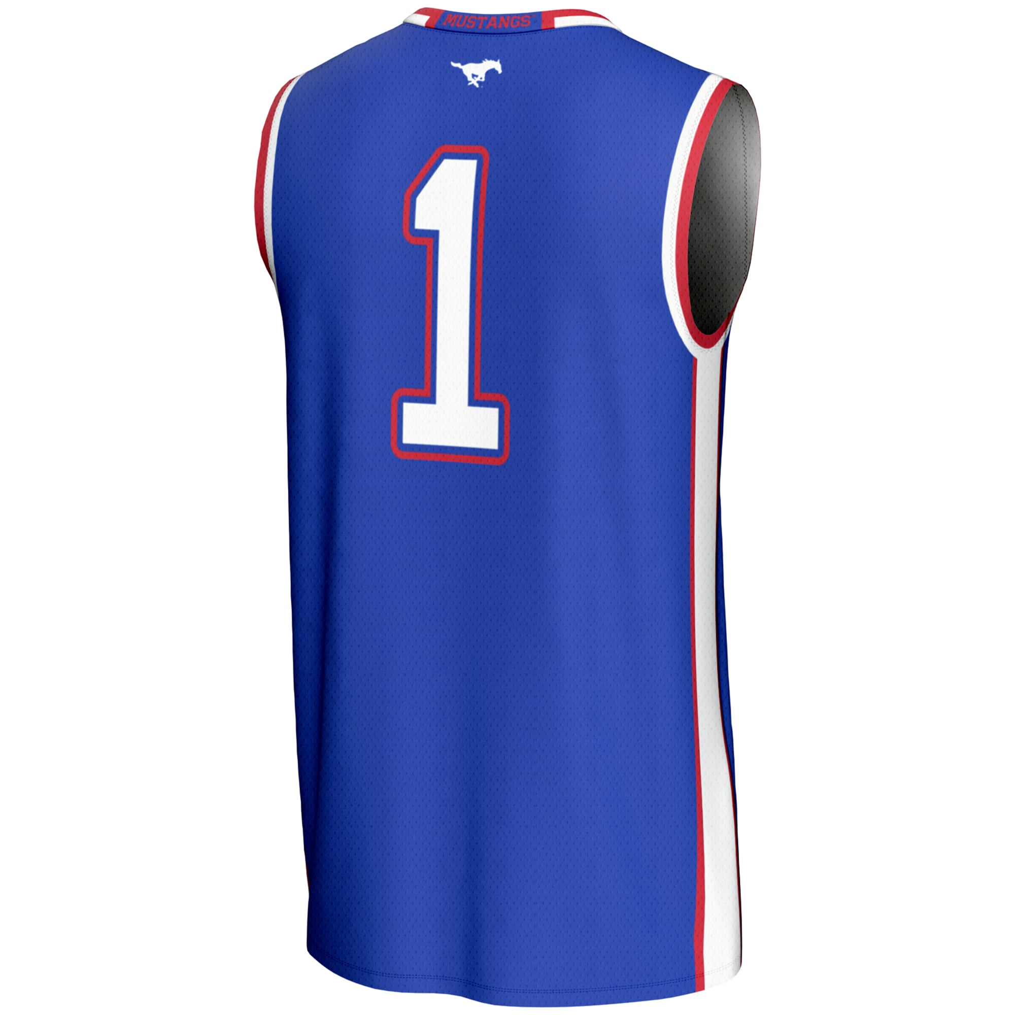 #1 SMU Mustangs Youth Lightweight Basketball Jersey Royal - back view