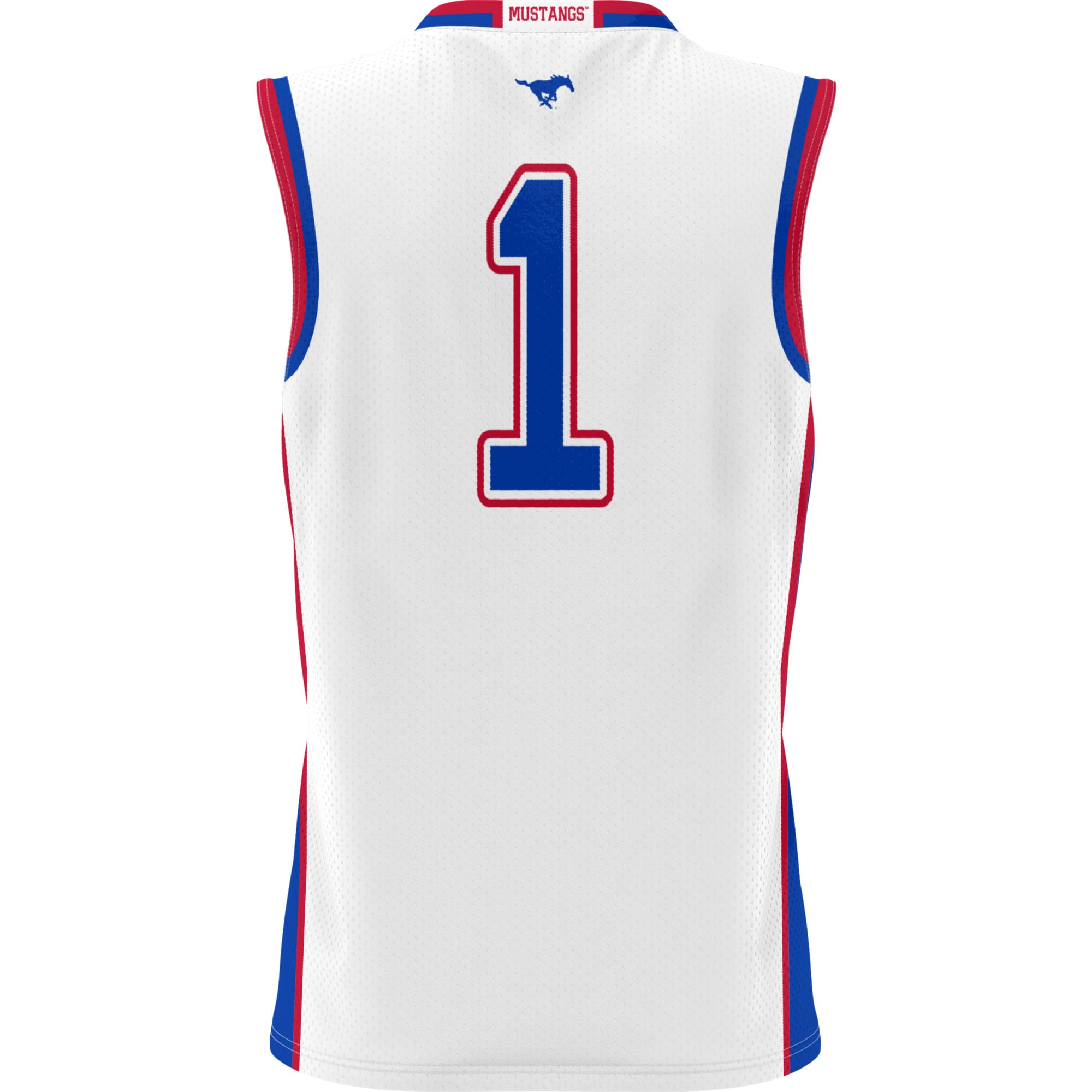 #1 SMU Mustangs Youth Lightweight Basketball Jersey White - back view