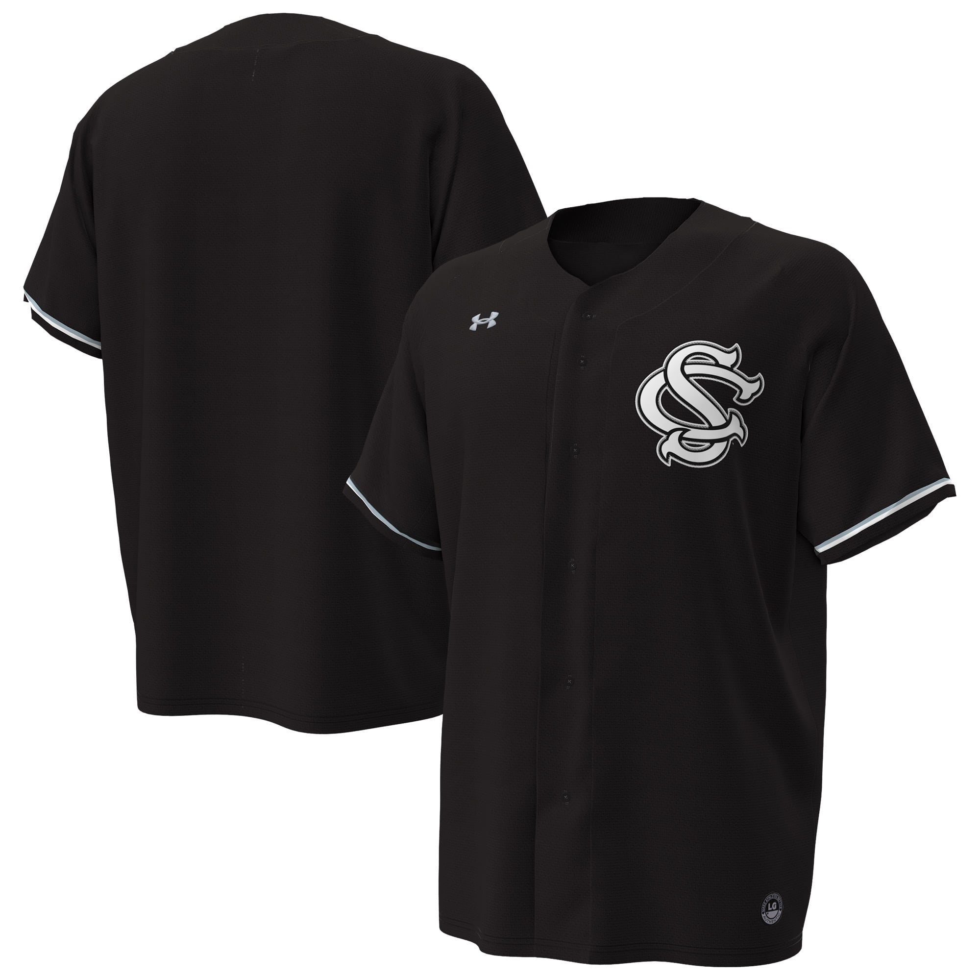 South Carolina Gamecocks Baseball Jersey Black - front and back view