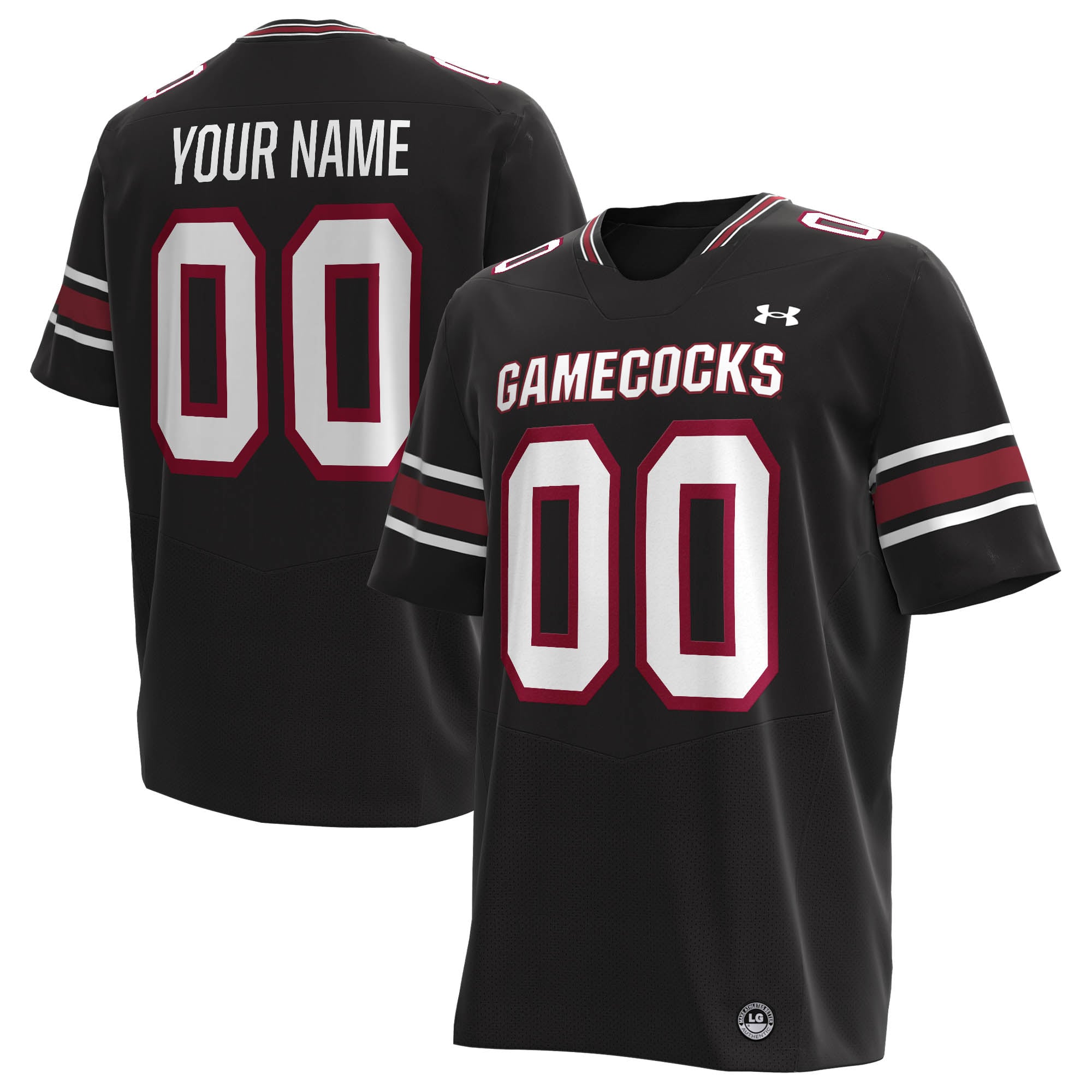 South Carolina Gamecocks Custom Football Jersey Black - front and back view