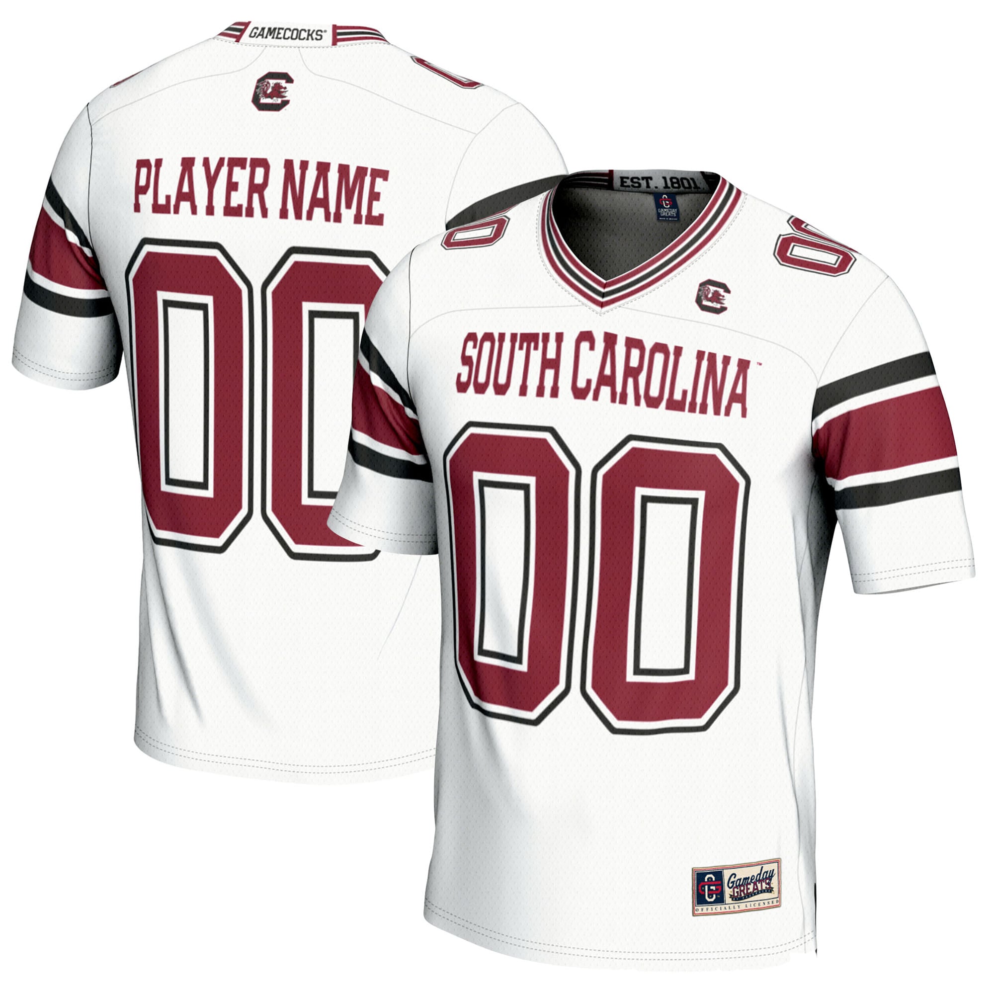 South Carolina Gamecocks Football Jersey White - front and back view
