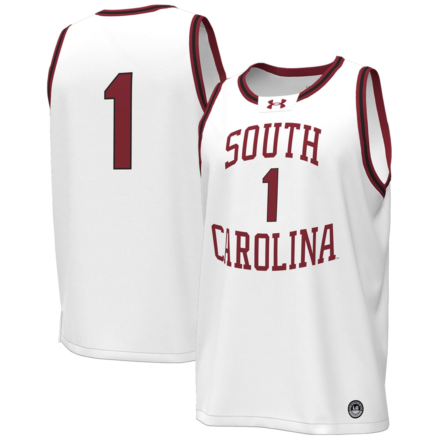 #1 South Carolina Gamecocks Throwback Basketball Jersey White - front and back view