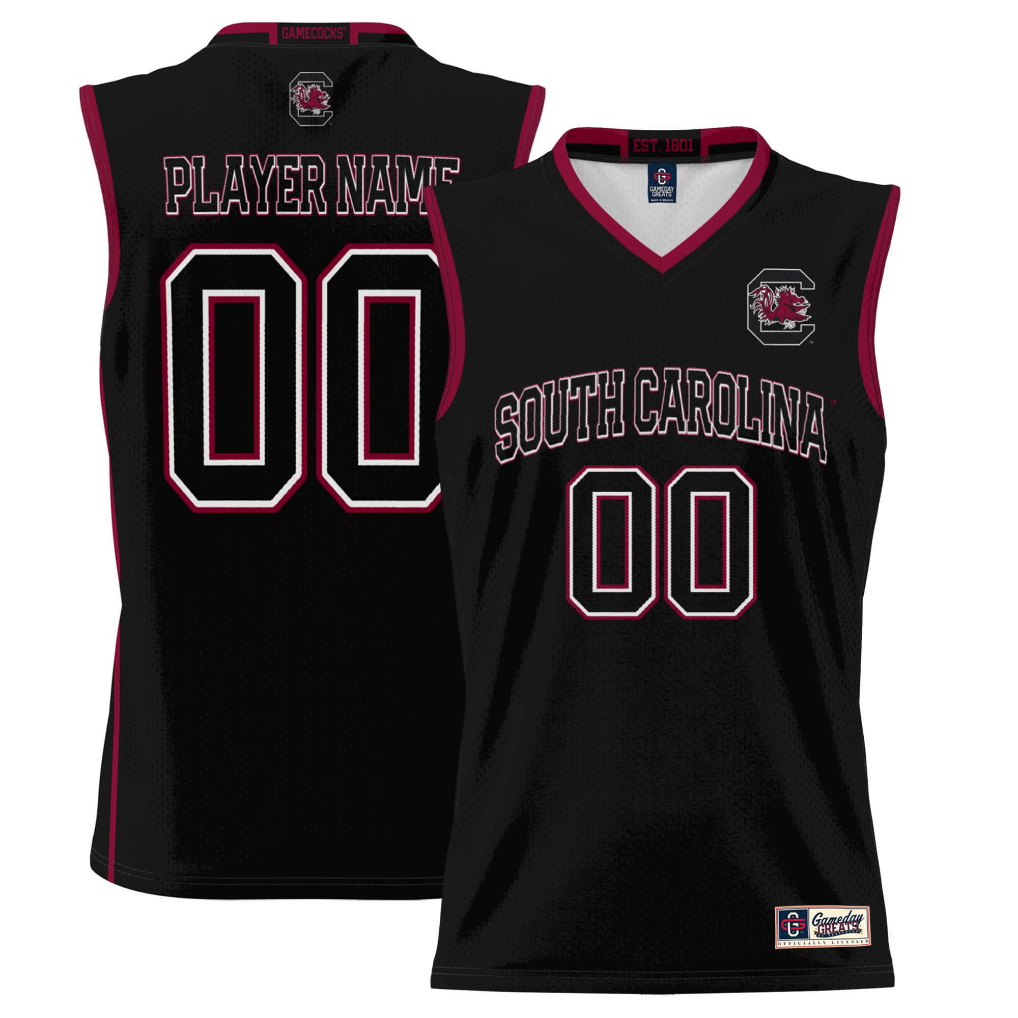 South Carolina Gamecocks Unisex Lightweight Women's Basketball Jersey Black - front and back view