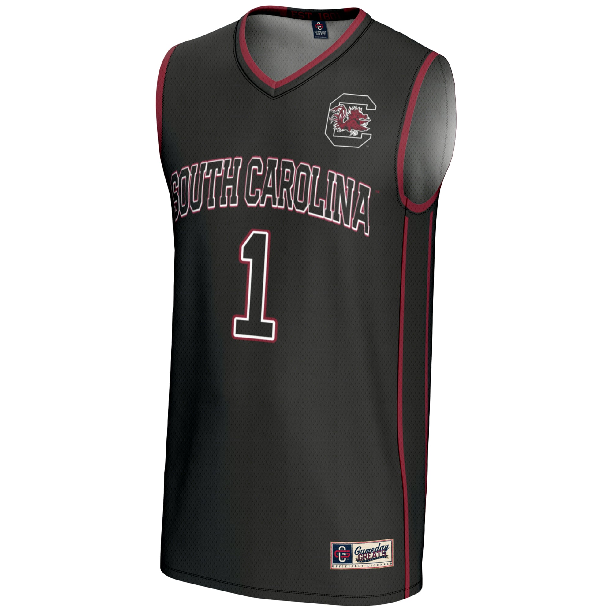 #1 South Carolina Gamecocks Unisex Lightweight Basketball Jersey Black - front view