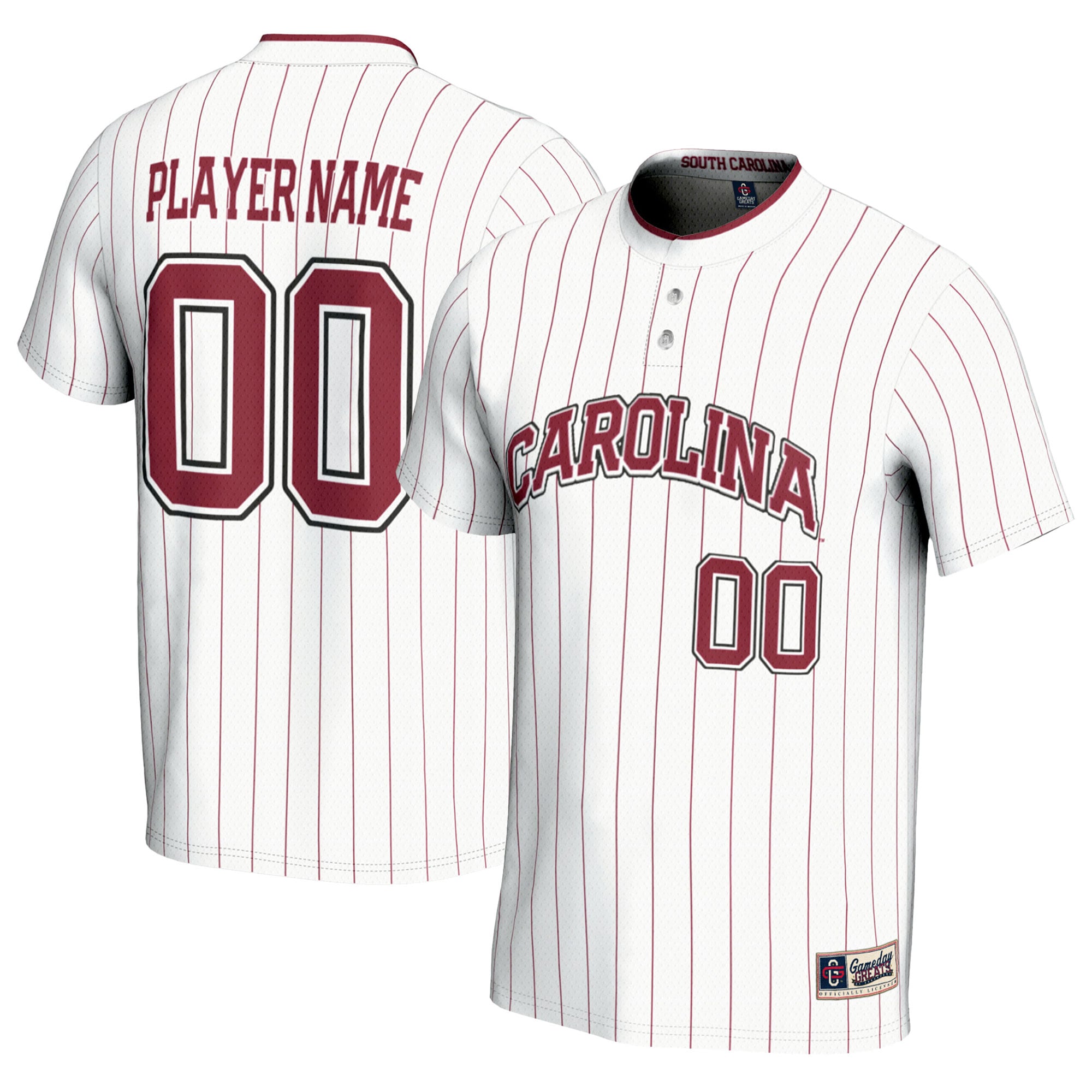 South Carolina Gamecocks Unisex Lightweight Softball Jersey White - front and back view