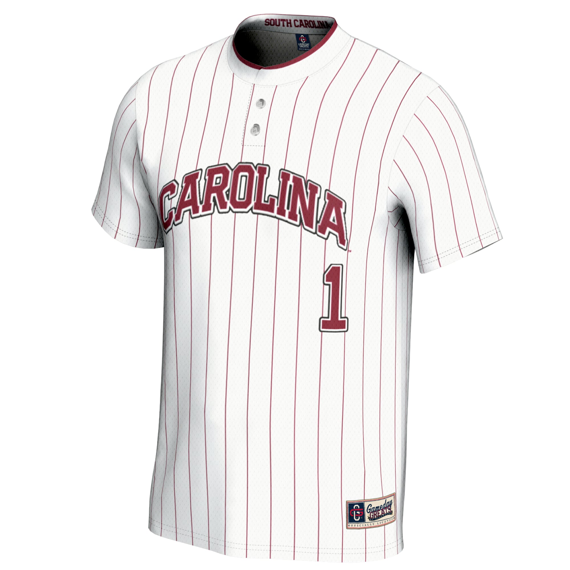 #1 South Carolina Gamecocks Unisex Lightweight Softball Jersey White - front view