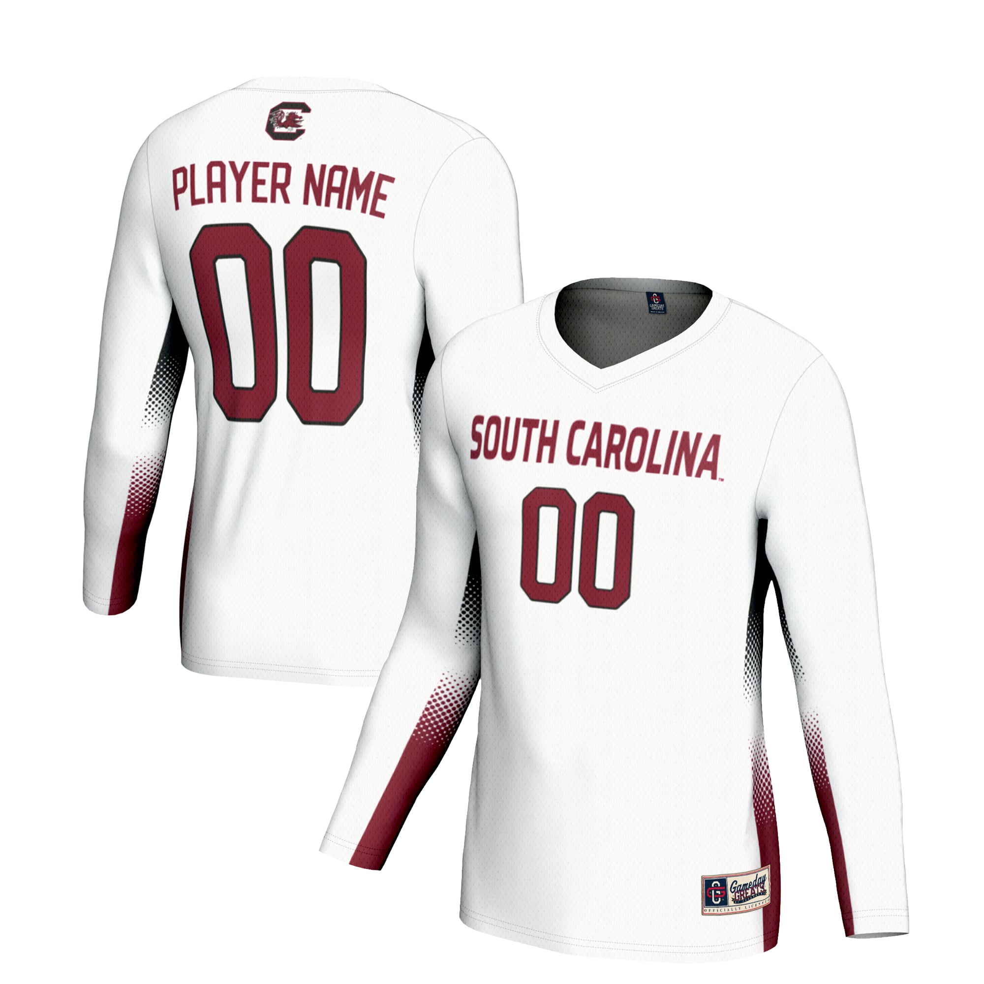South Carolina Gamecocks Unisex Lightweight Volleyball Jersey White - front and back view