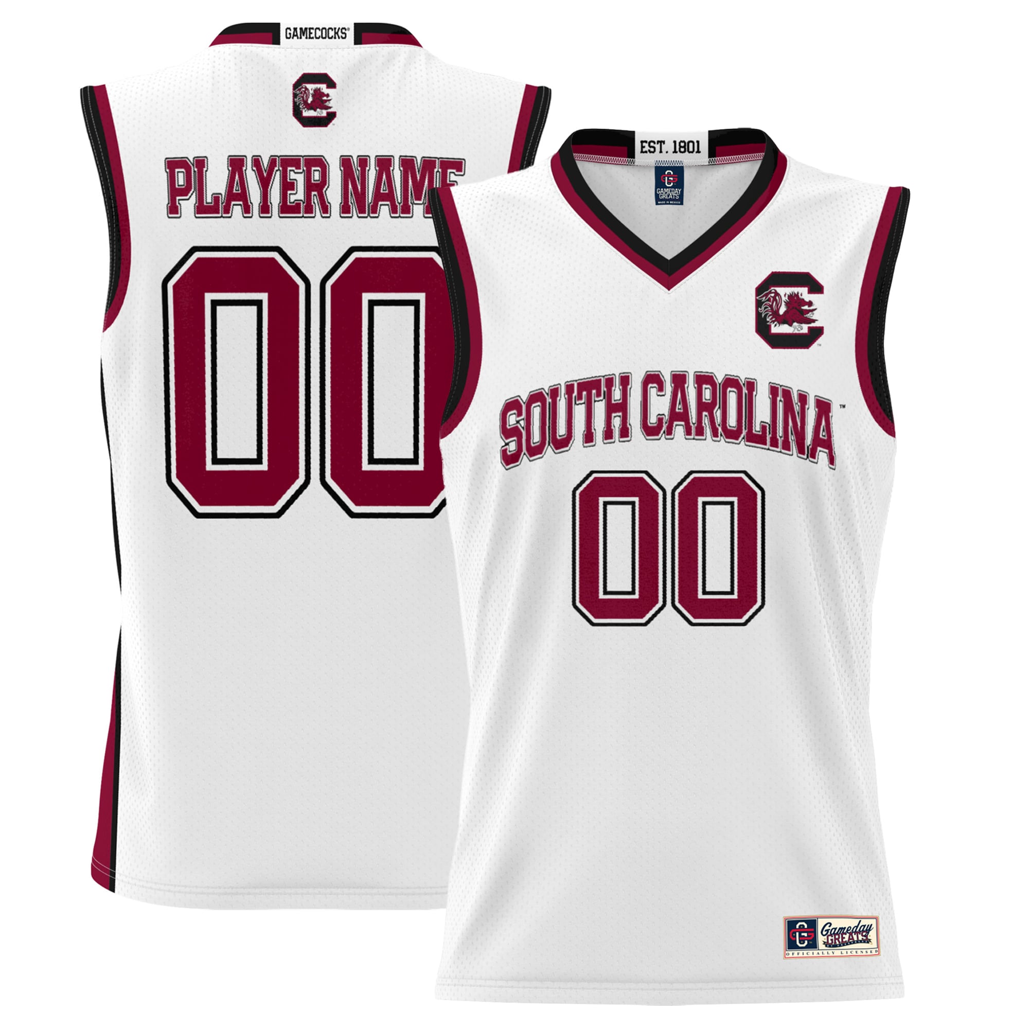 South Carolina Gamecocks Youth Lightweight Men's Basketball Jersey White - front and back view