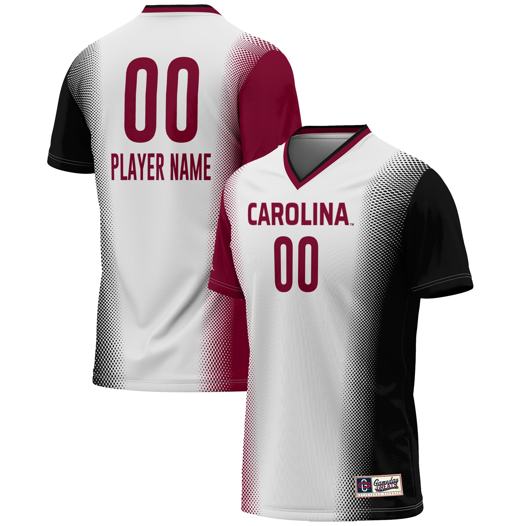 South Carolina Gamecocks Unisex Lightweight Women's Soccer Jersey White - front and back view