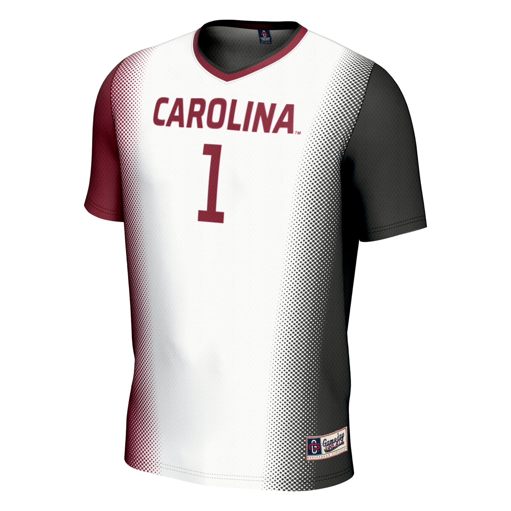 #1 South Carolina Gamecocks Unisex Lightweight Women's Soccer Jersey White - front view