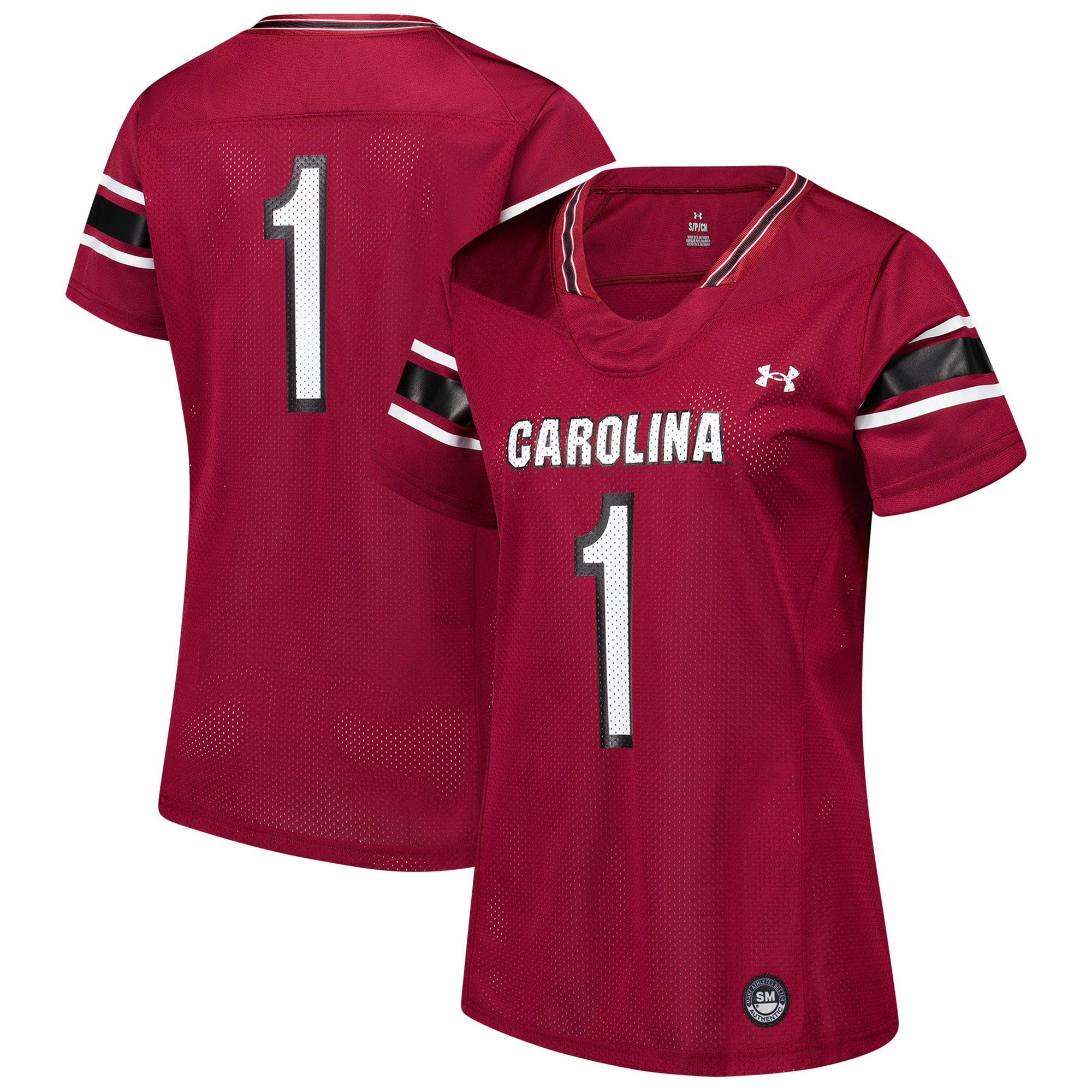 #1 South Carolina Gamecocks Women's Football Jersey Garnet - front and back view