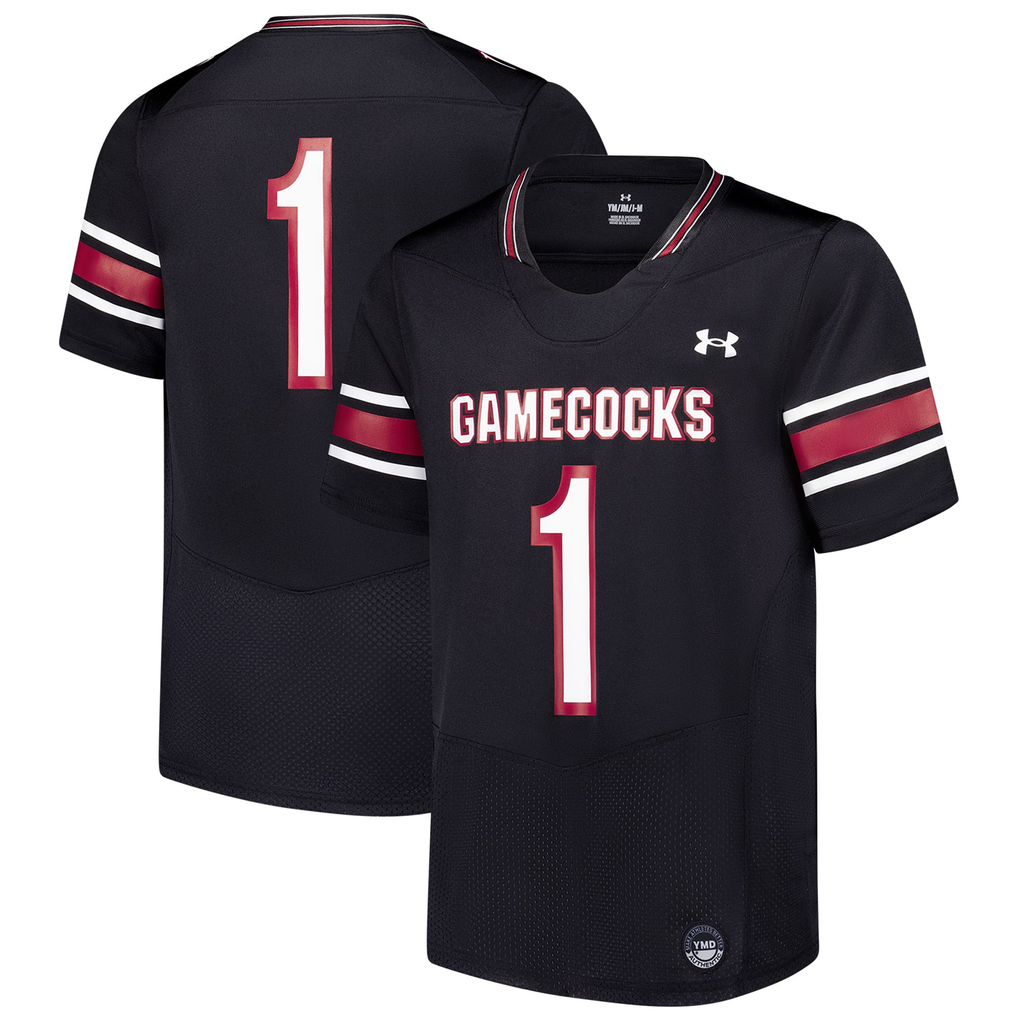 #1 South Carolina Gamecocks Youth Football Jersey Black - front and back view
