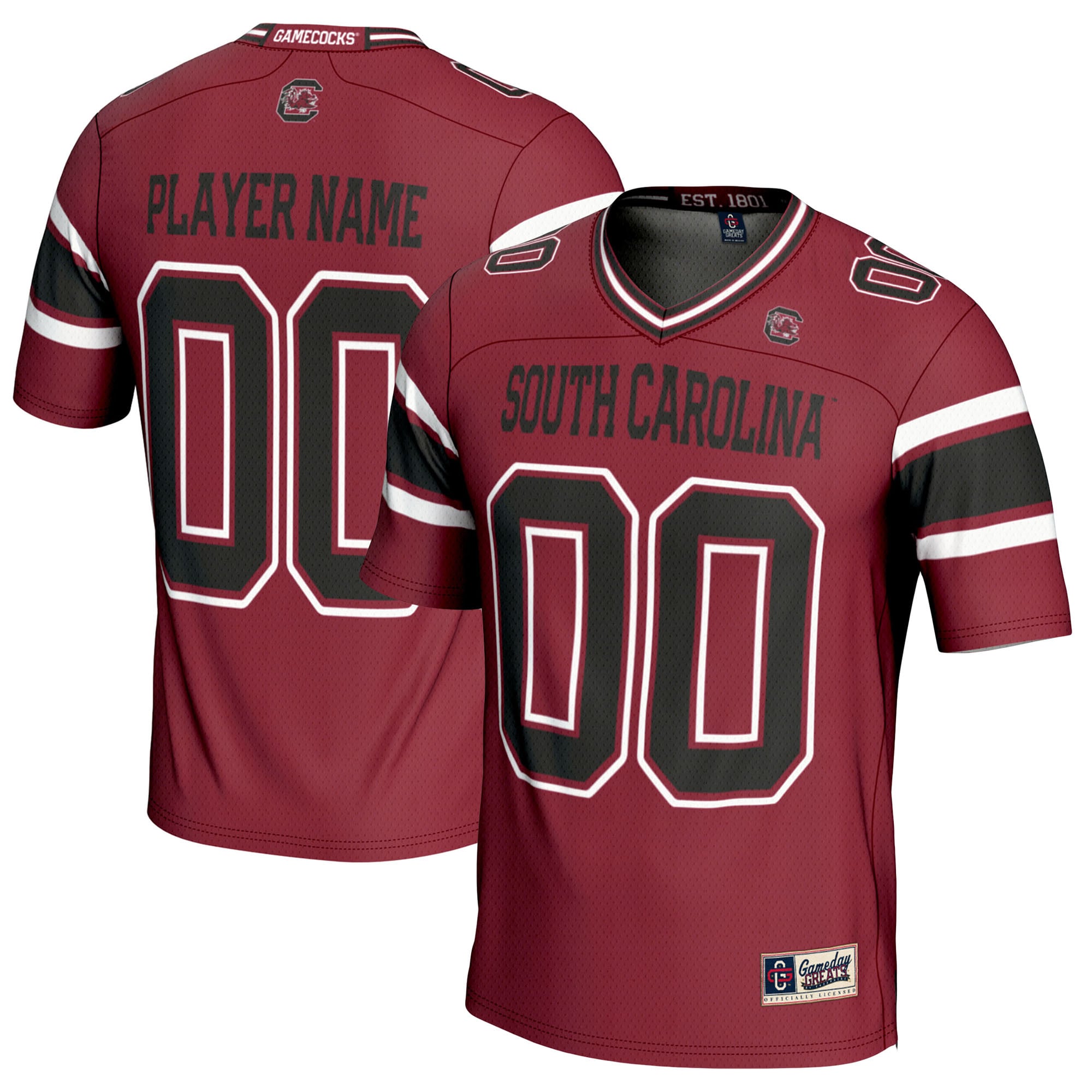 South Carolina Gamecocks Youth Football Jersey Garnet - front and back view
