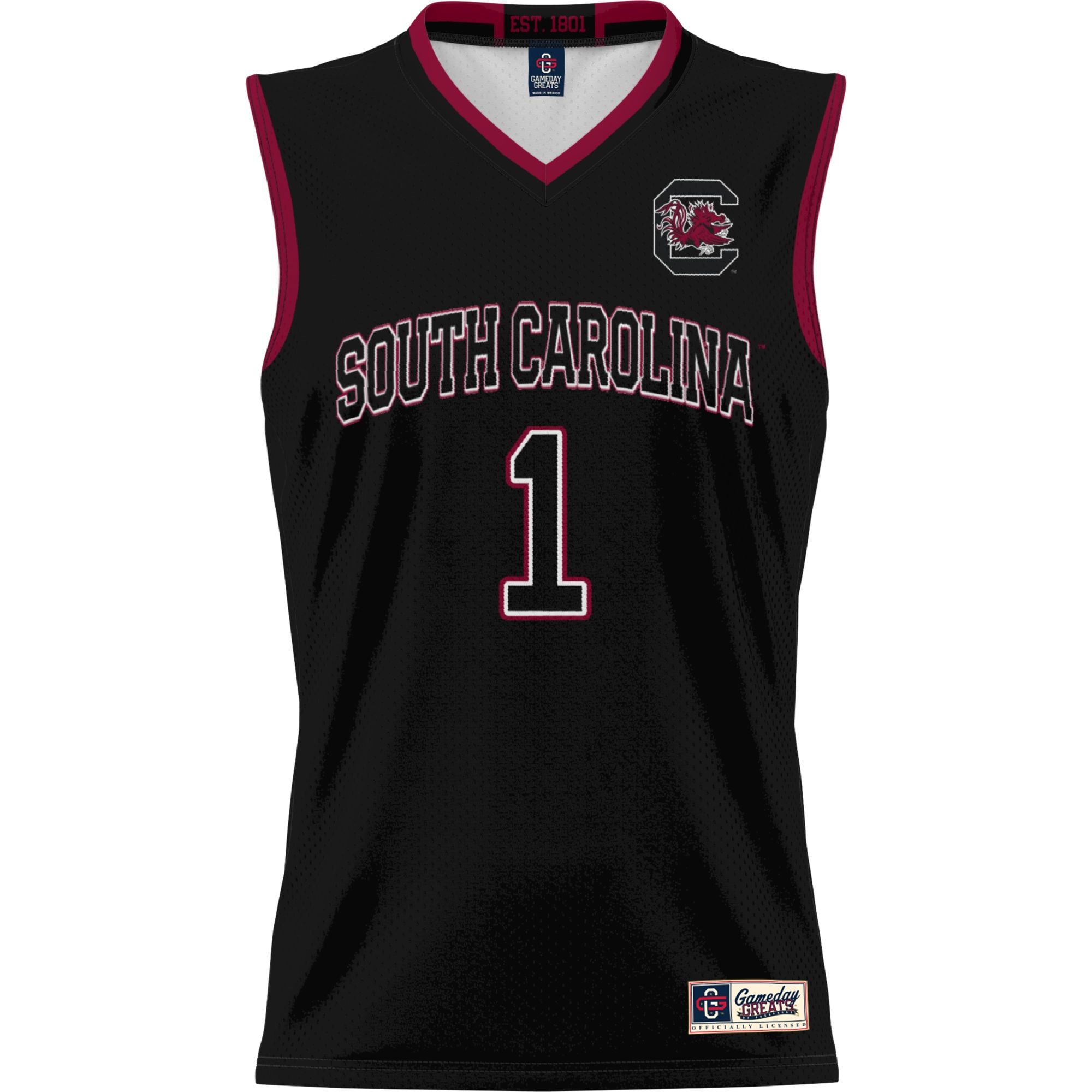 #1 South Carolina Gamecocks Youth Lightweight Basketball Jersey Black - front view