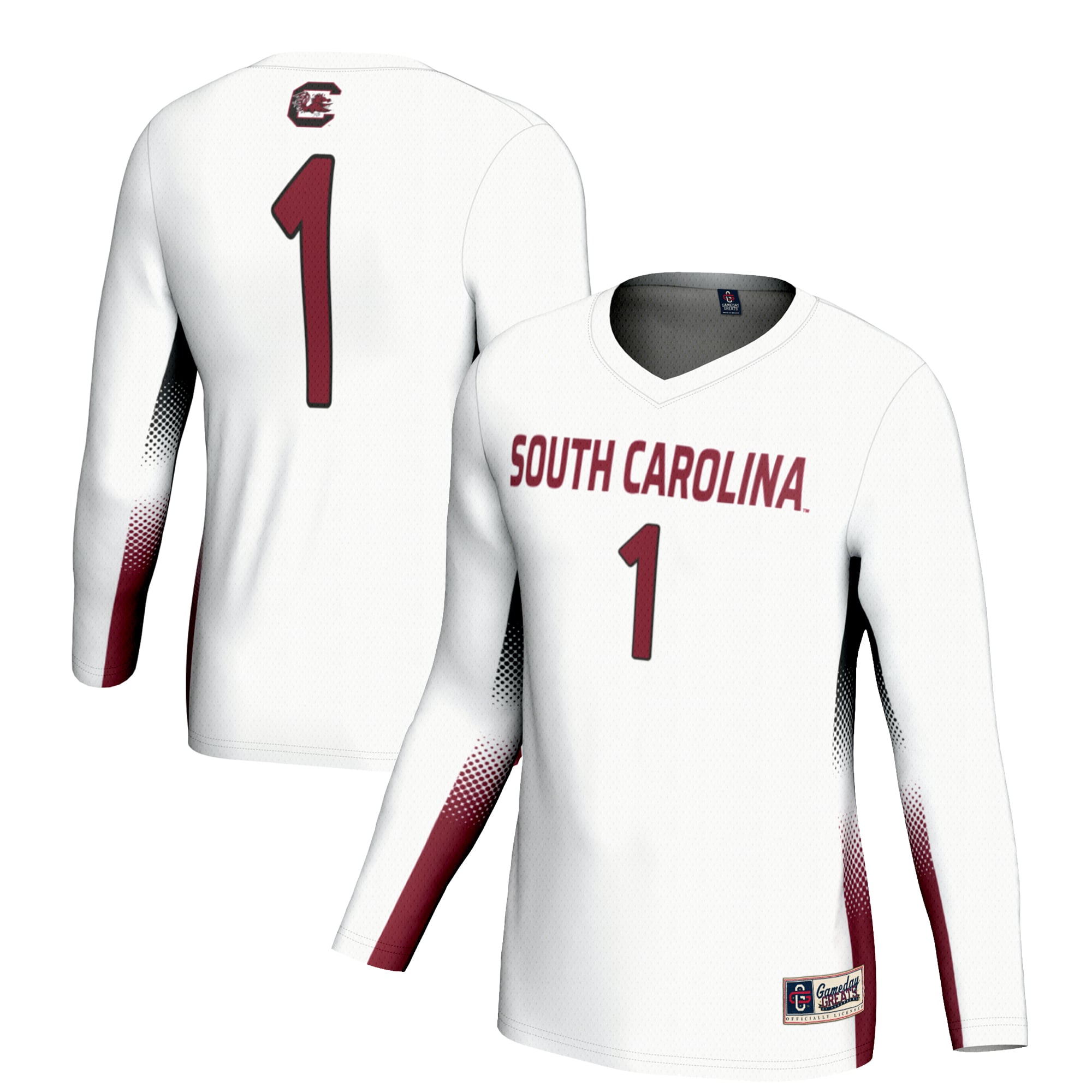 #1 South Carolina Gamecocks Youth Lightweight Women's Volleyball Jersey White - front and back view