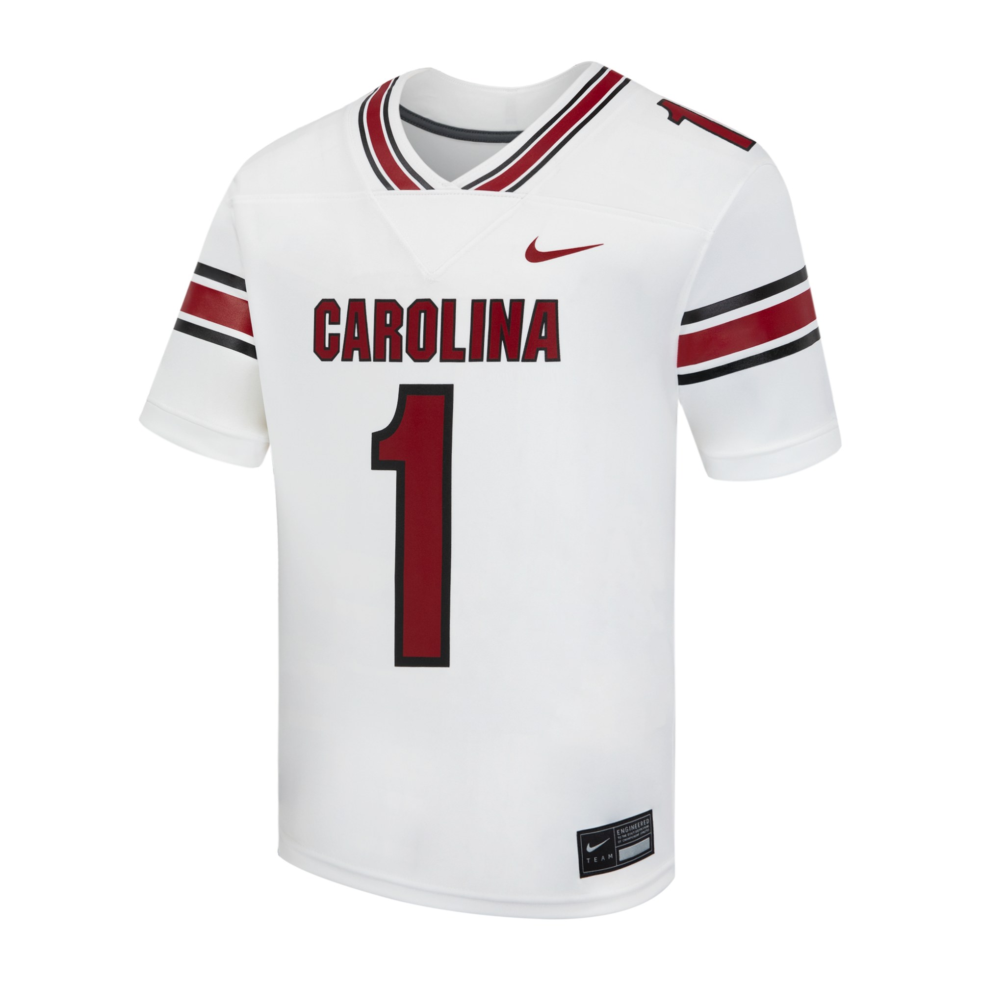 #1 South Carolina Gamecocks Youth Road Football Jersey White - front view
