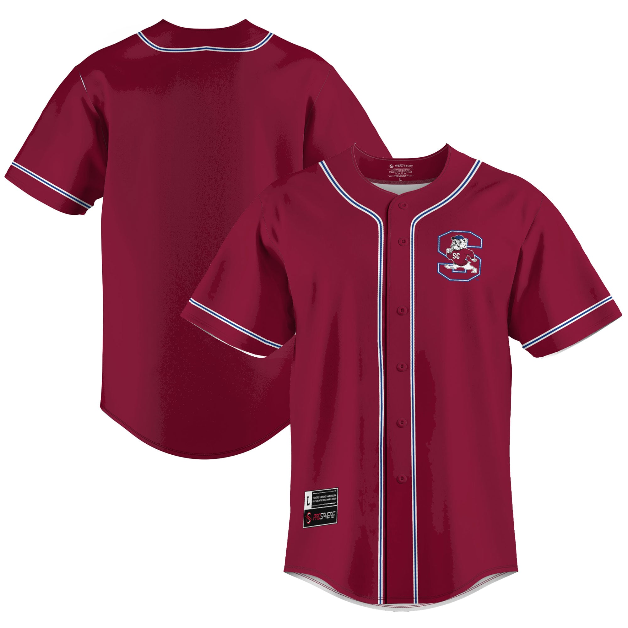 South Carolina State Bulldogs Lightweight Baseball Jersey Blue - front and back view