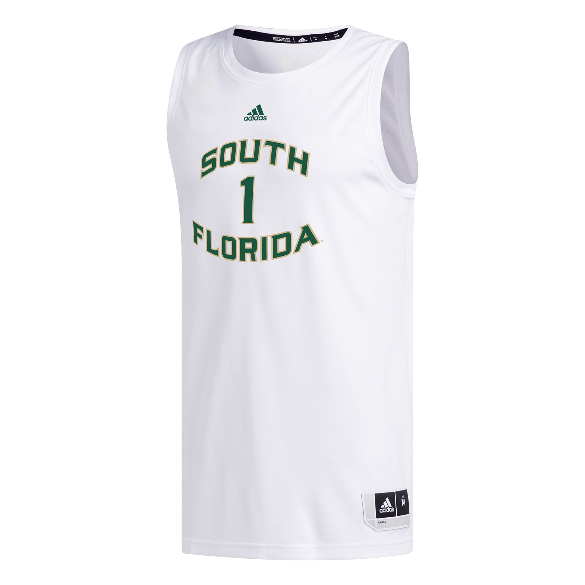 #1 South Florida Bulls Basketball Jersey White - front view
