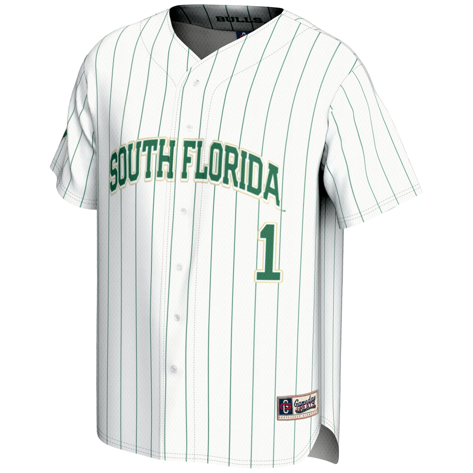 #1 South Florida Bulls Lightweight Baseball Fashion Jersey White - front view