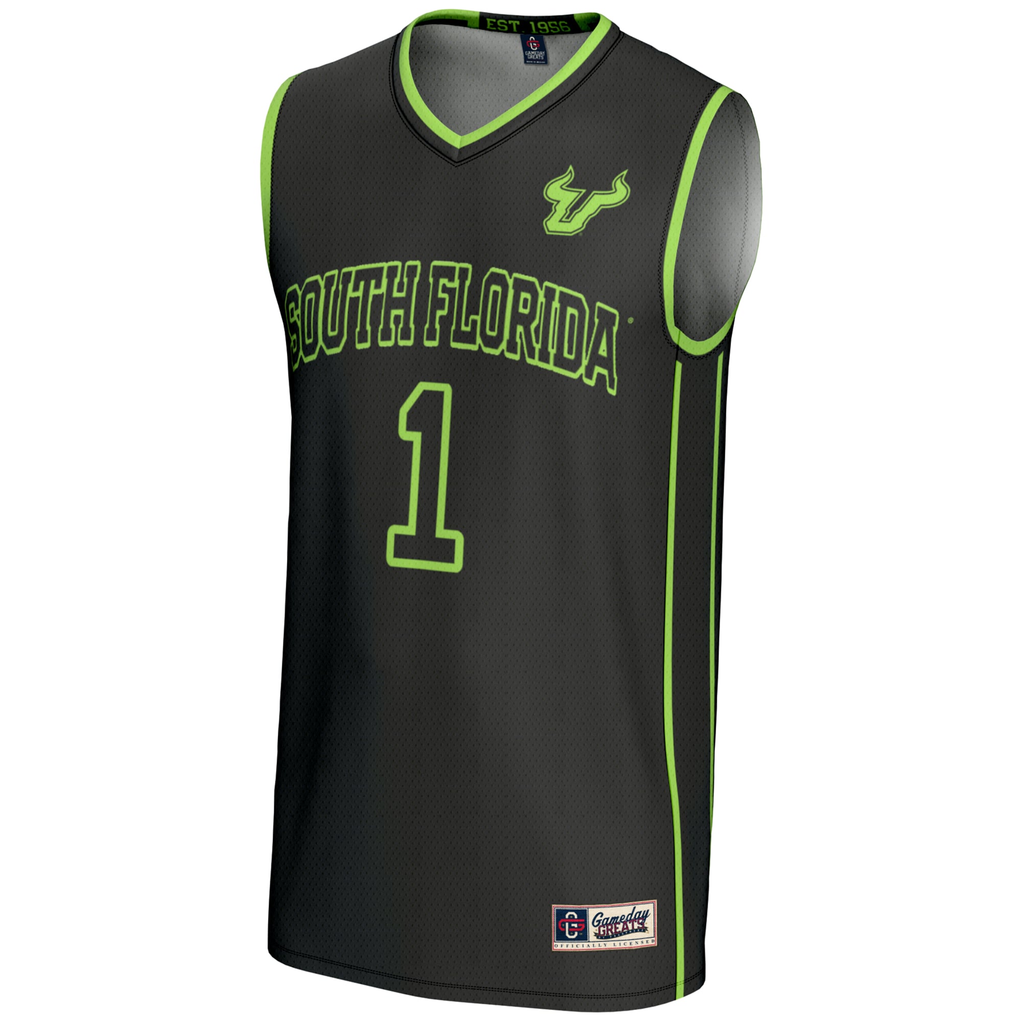 #1 South Florida Bulls Unisex Lightweight Basketball Jersey Black - front view