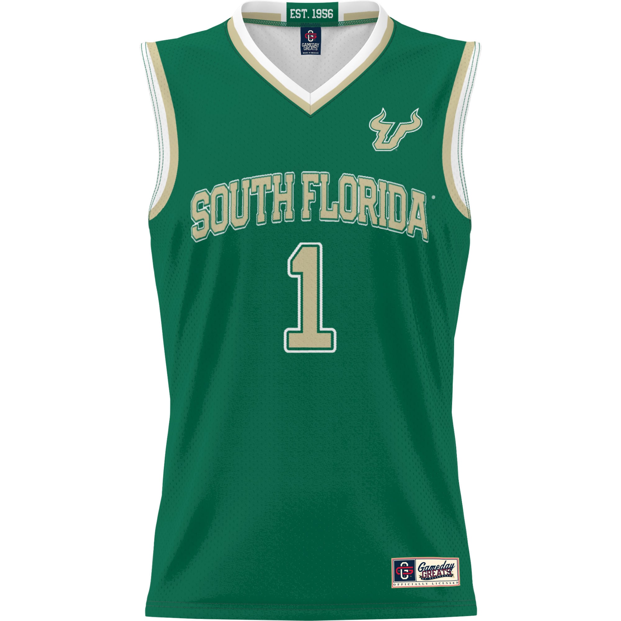 #1 South Florida Bulls Unisex Lightweight Basketball Jersey Green - front view