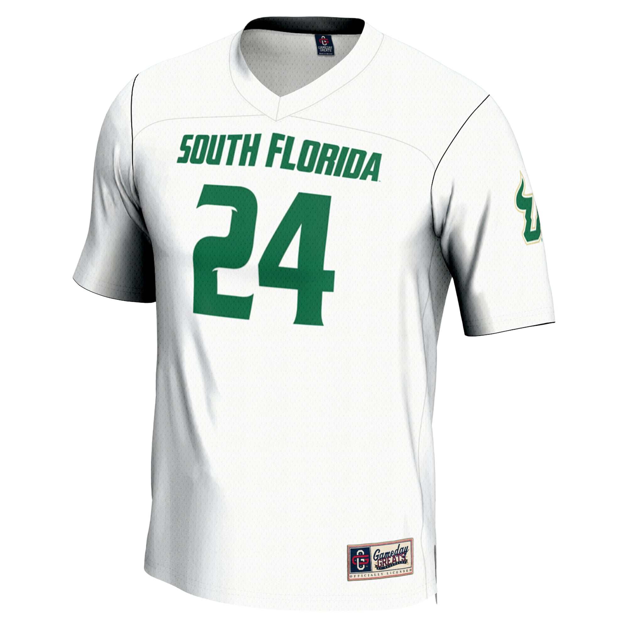 #24 South Florida Bulls Youth Lightweight Lacrosse Jersey White - front view